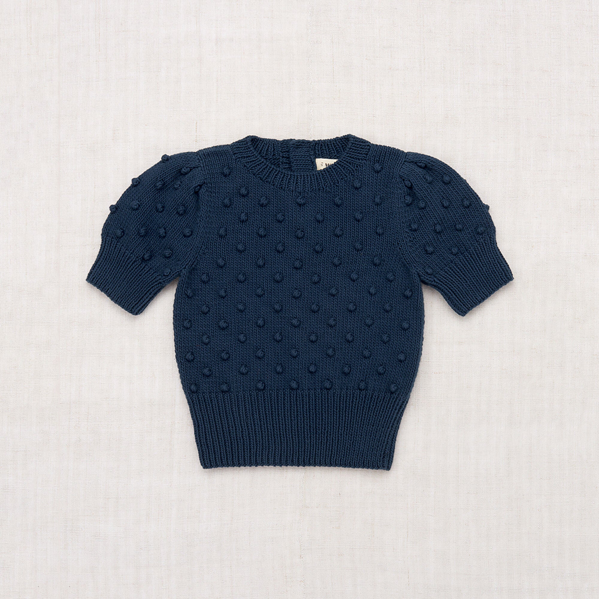 Girls Navy Popcorn Cotton Sweater