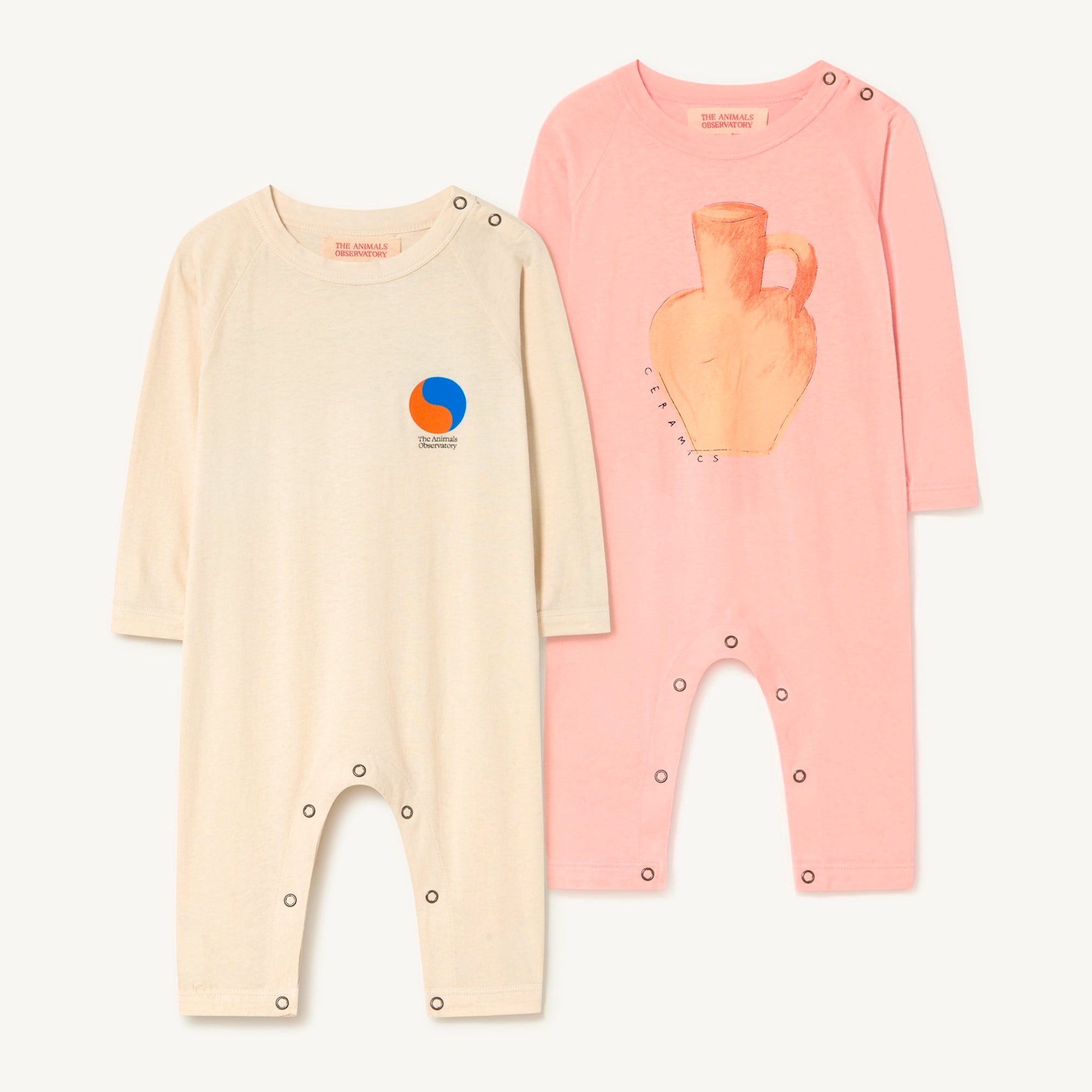 Baby Girls Pink Printed Cotton Babysuit Set