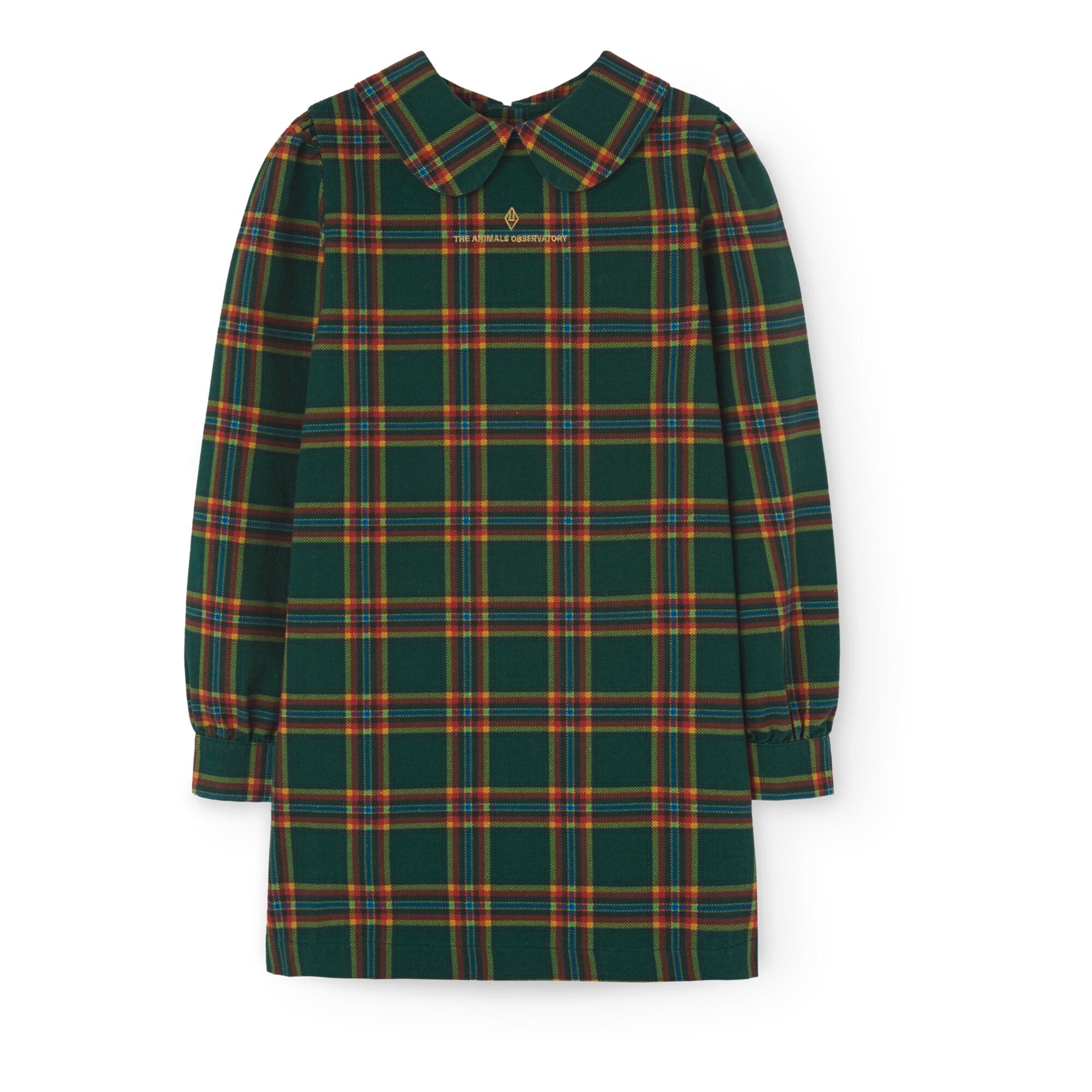 Girls Green Check Cotton Dress