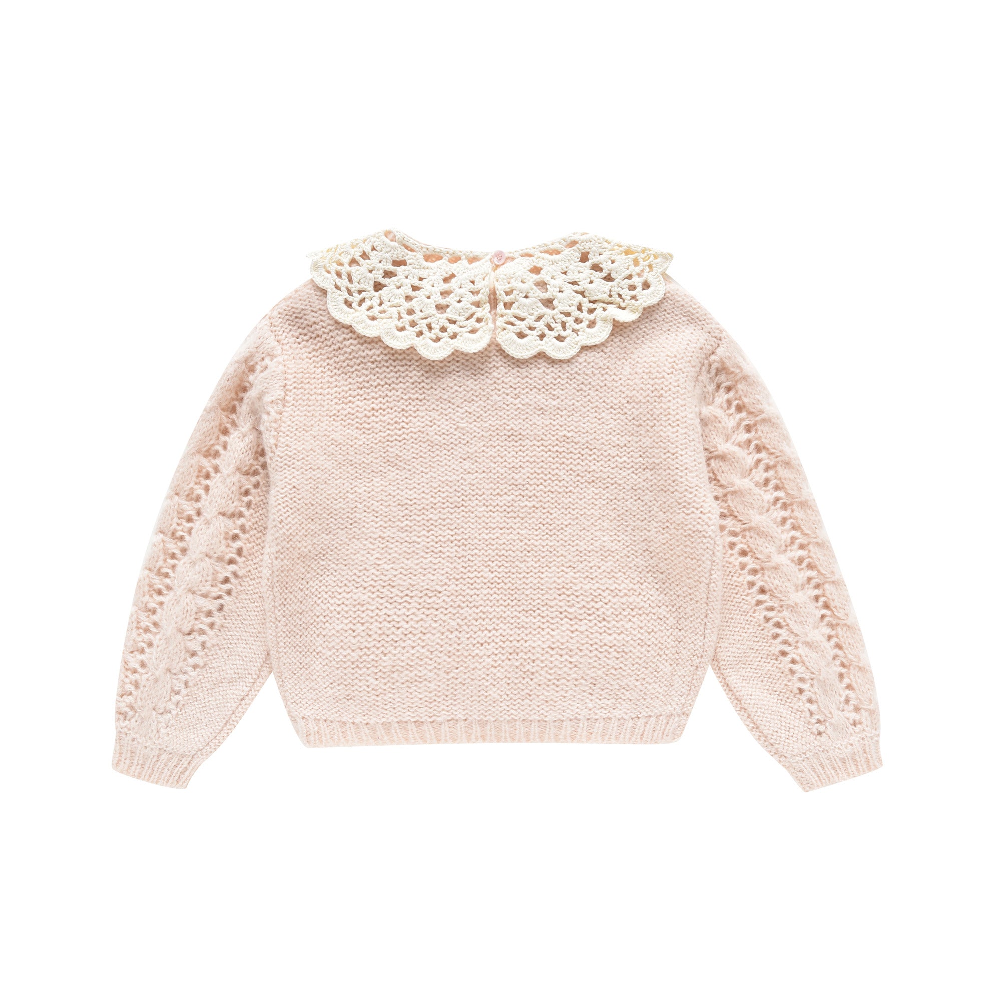 Girls Light Pink Ruffled Sweater