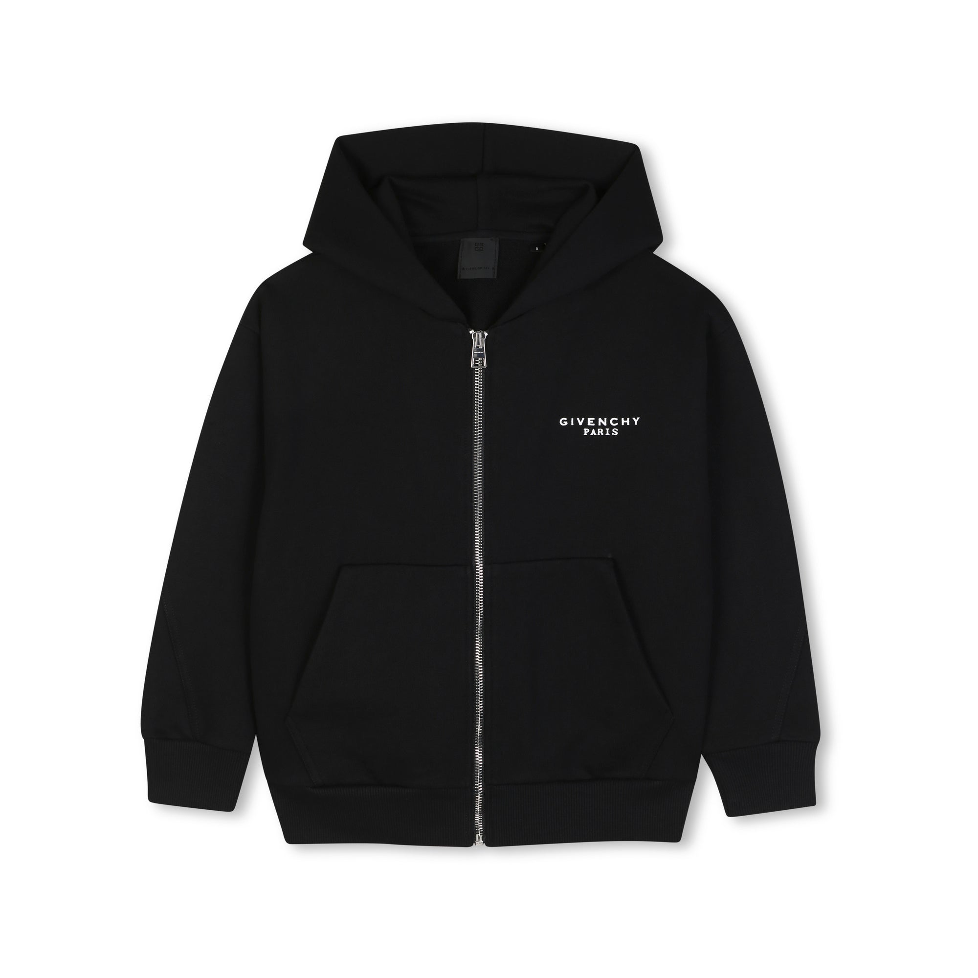 Boys & Girls Black Cotton Zip-Up Top