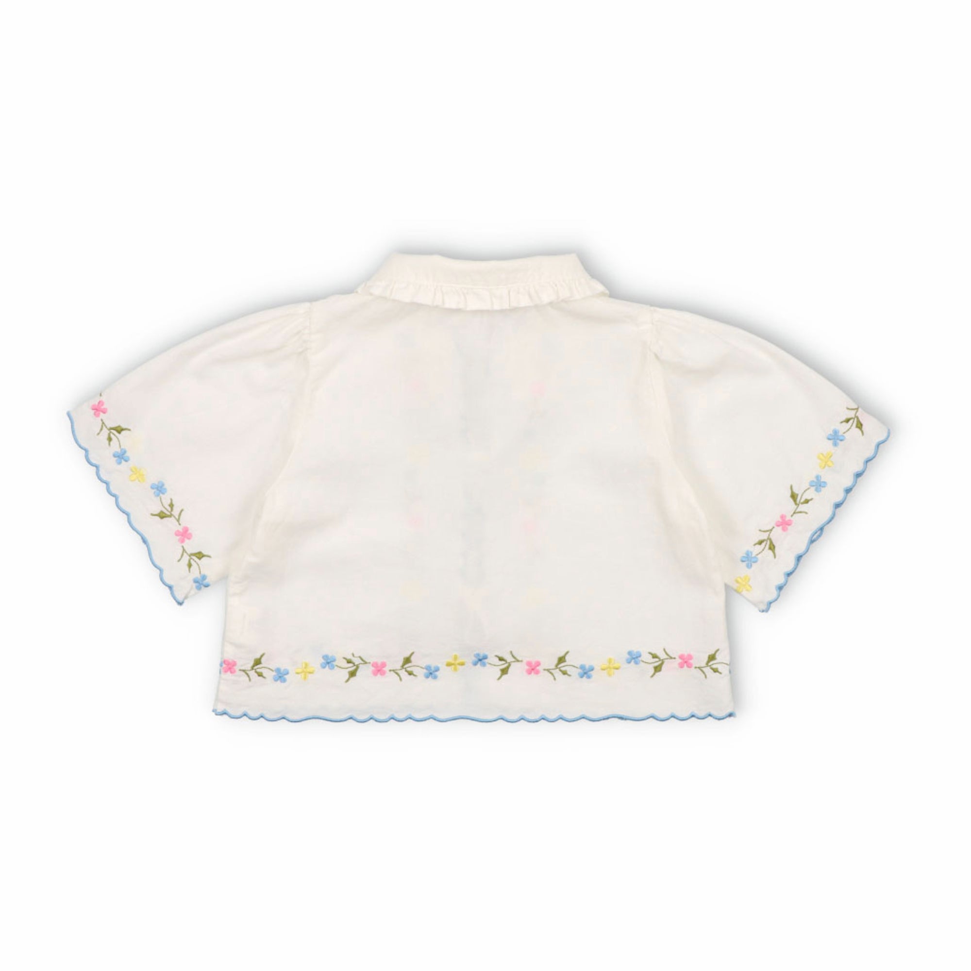 Girls White Embroidered Cotton Shirt