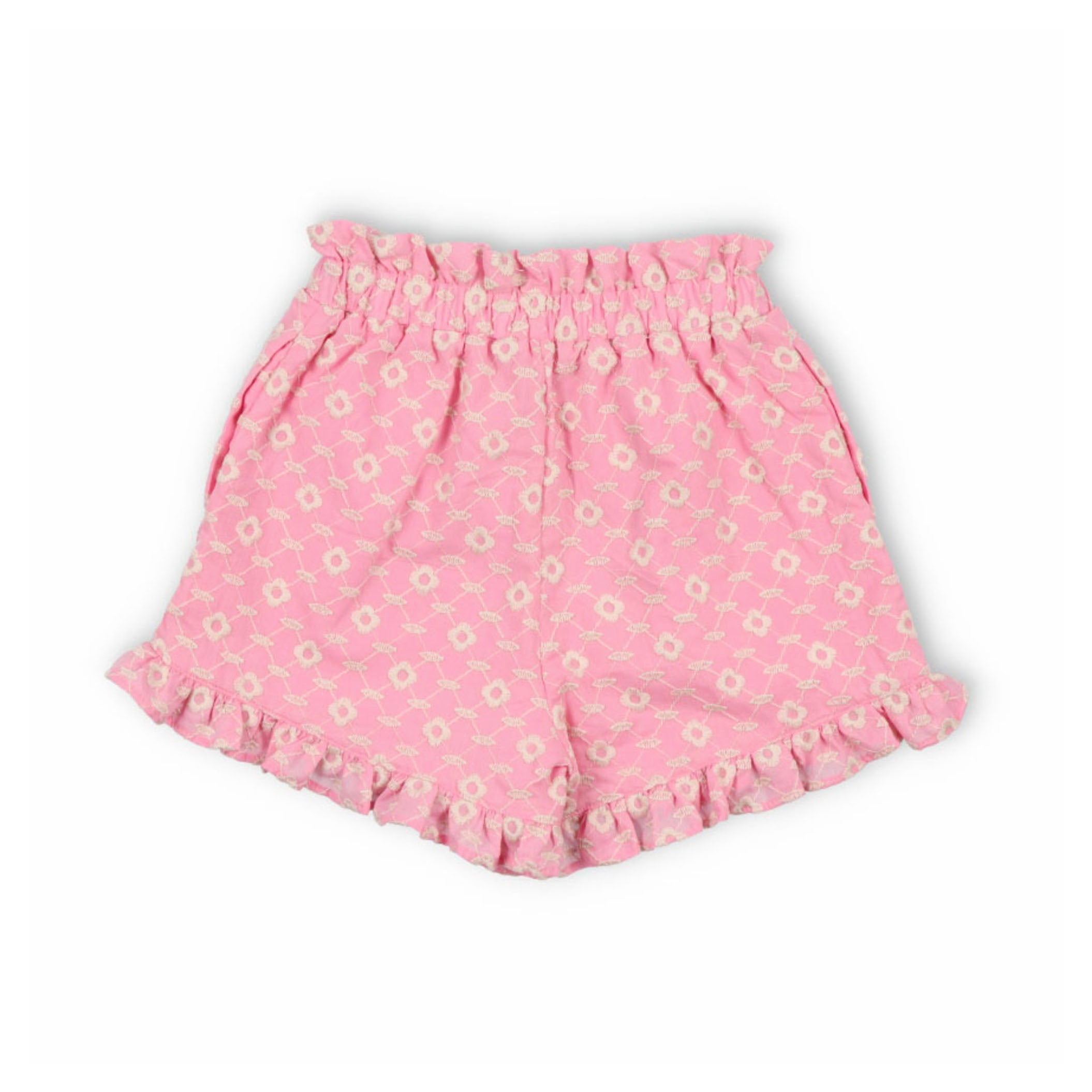 Girls Pink Floral Cotton Shorts