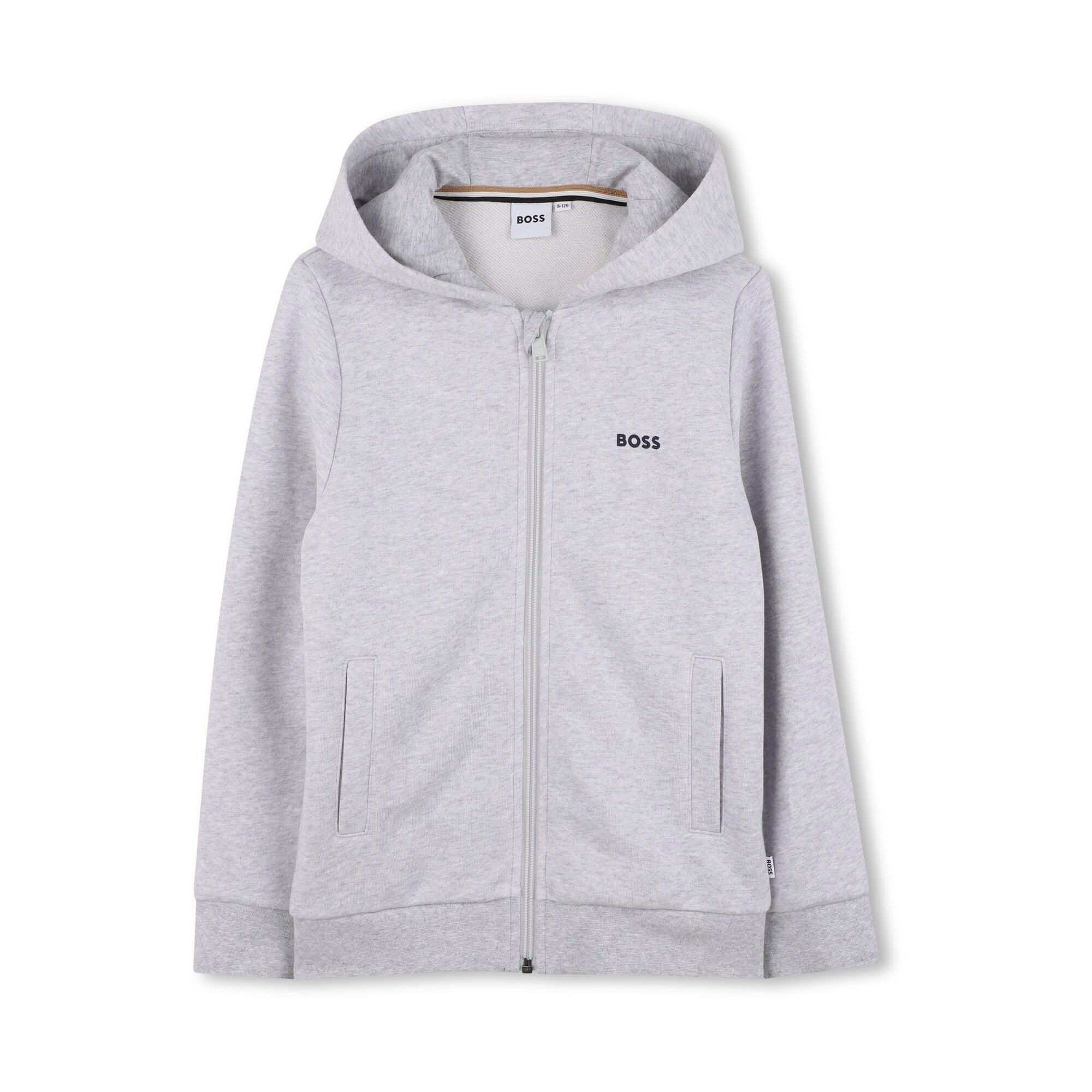 Boys Grey Cotton Zip-Up Top