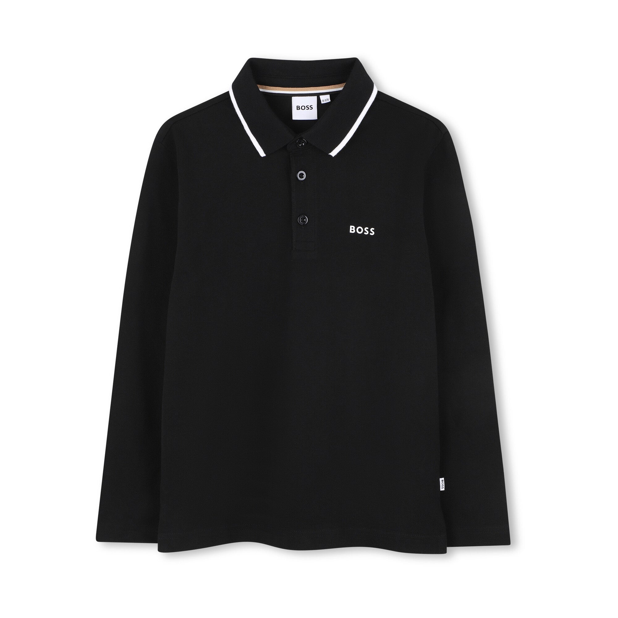 Boys Black Logo Cotton Polo Shirt