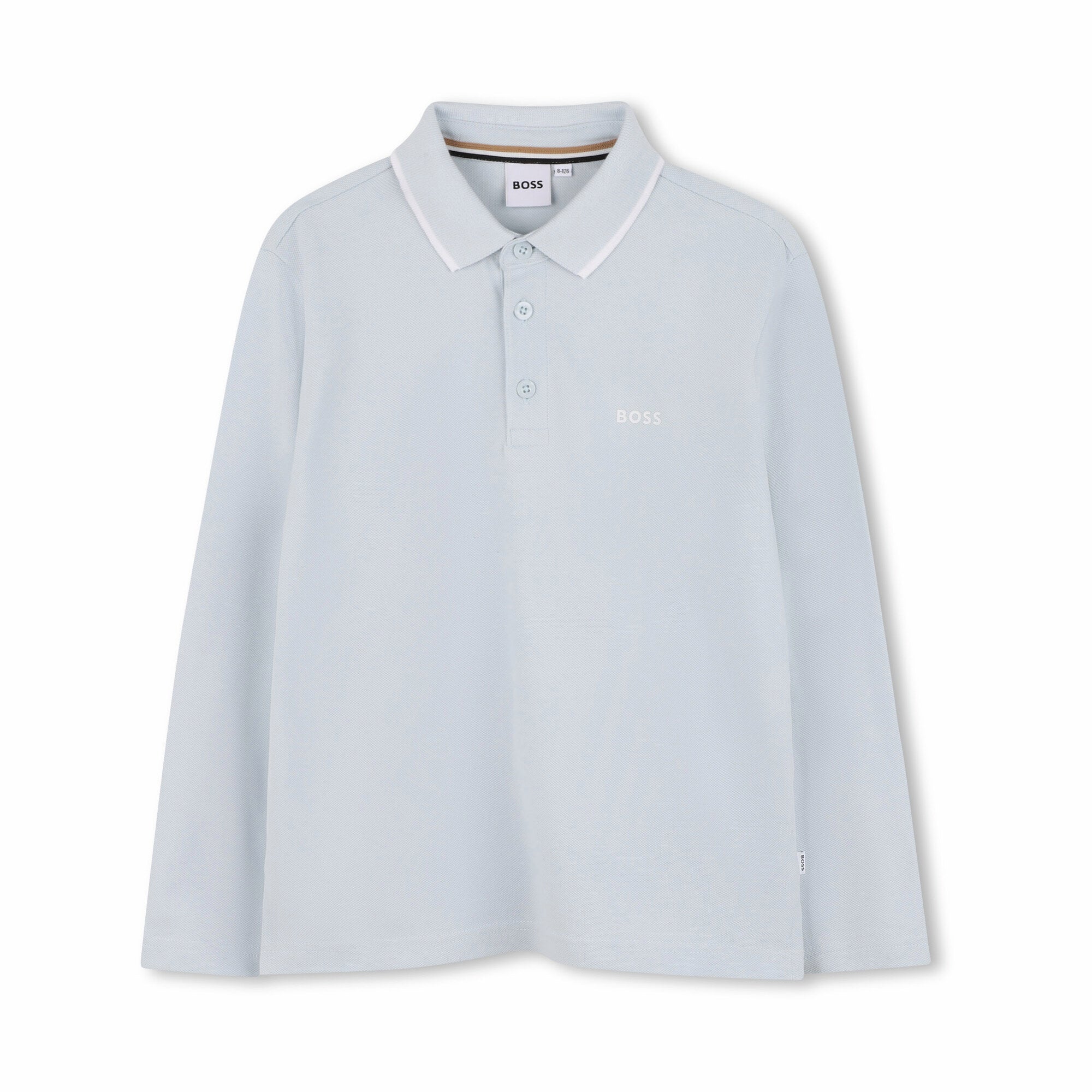 Boys Pale Blue Logo Cotton Polo Shirt
