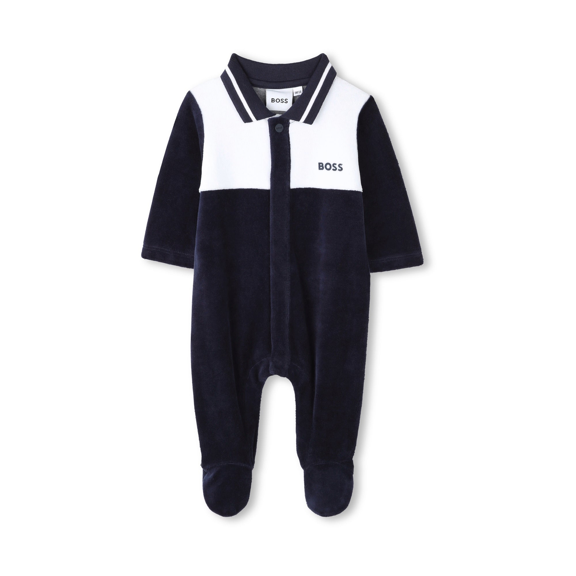 Baby Boys Dark Blue Velvet Babysuit