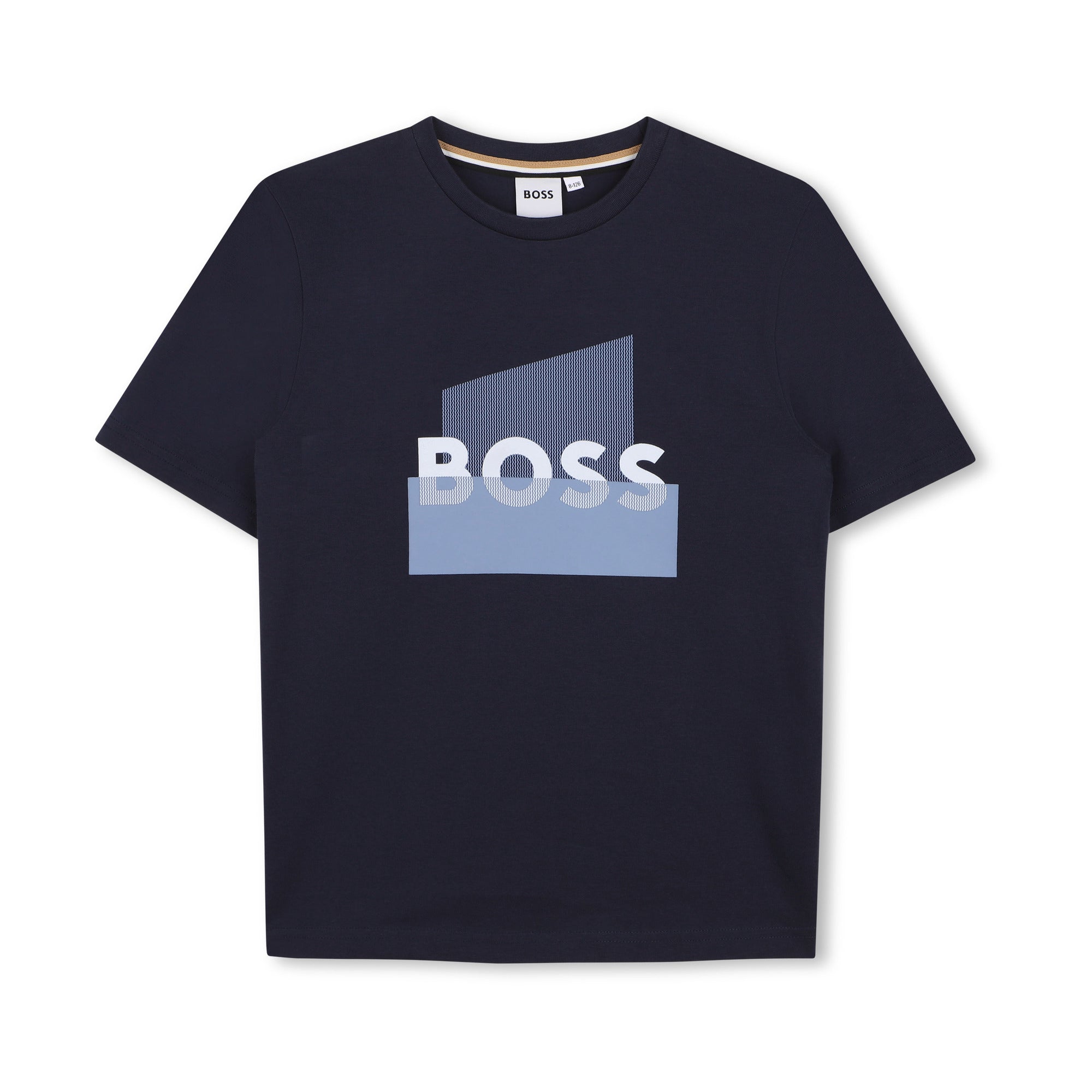 Boys Navy Logo Cotton T-Shirt