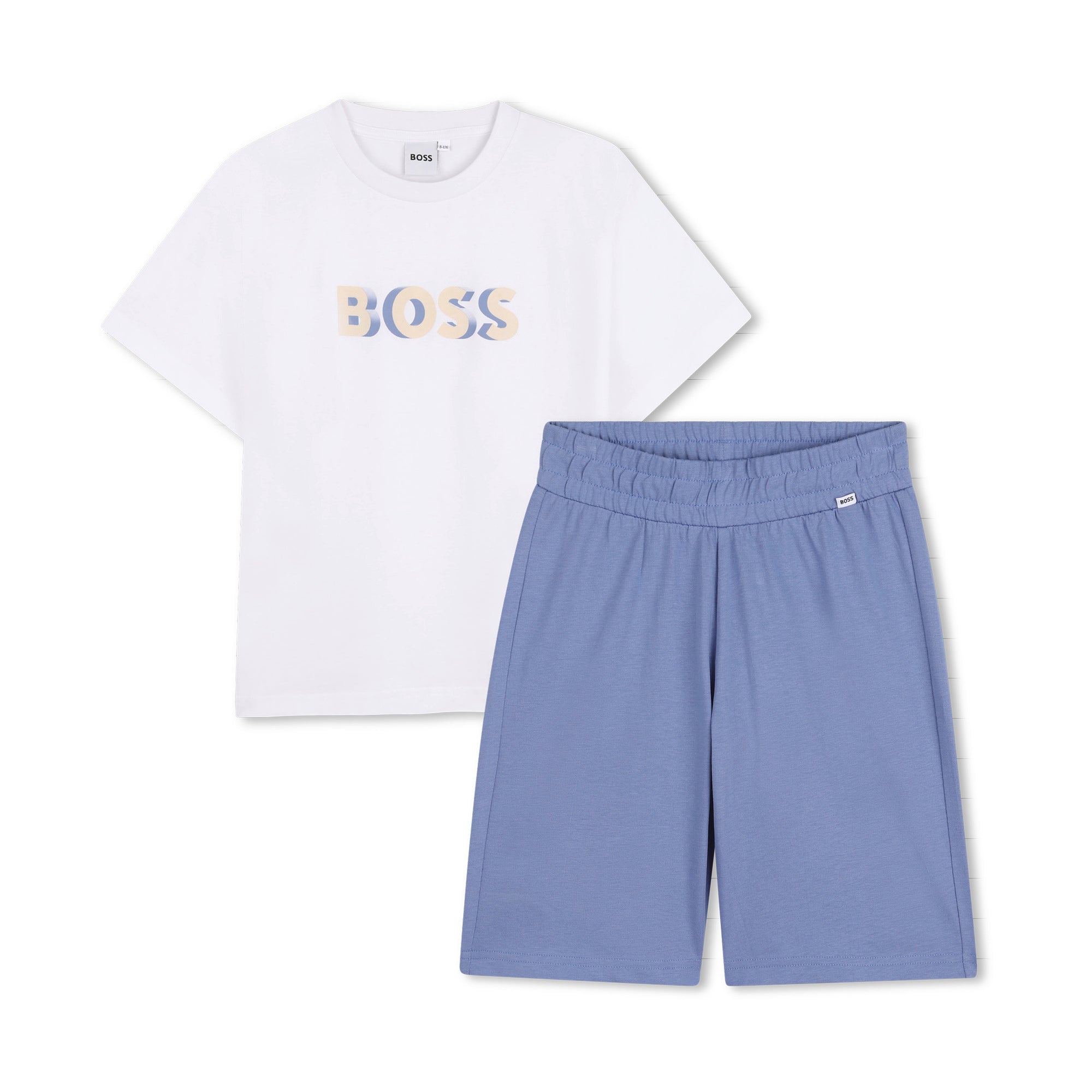 Boys White Cotton T-Shirt & Shorts Set