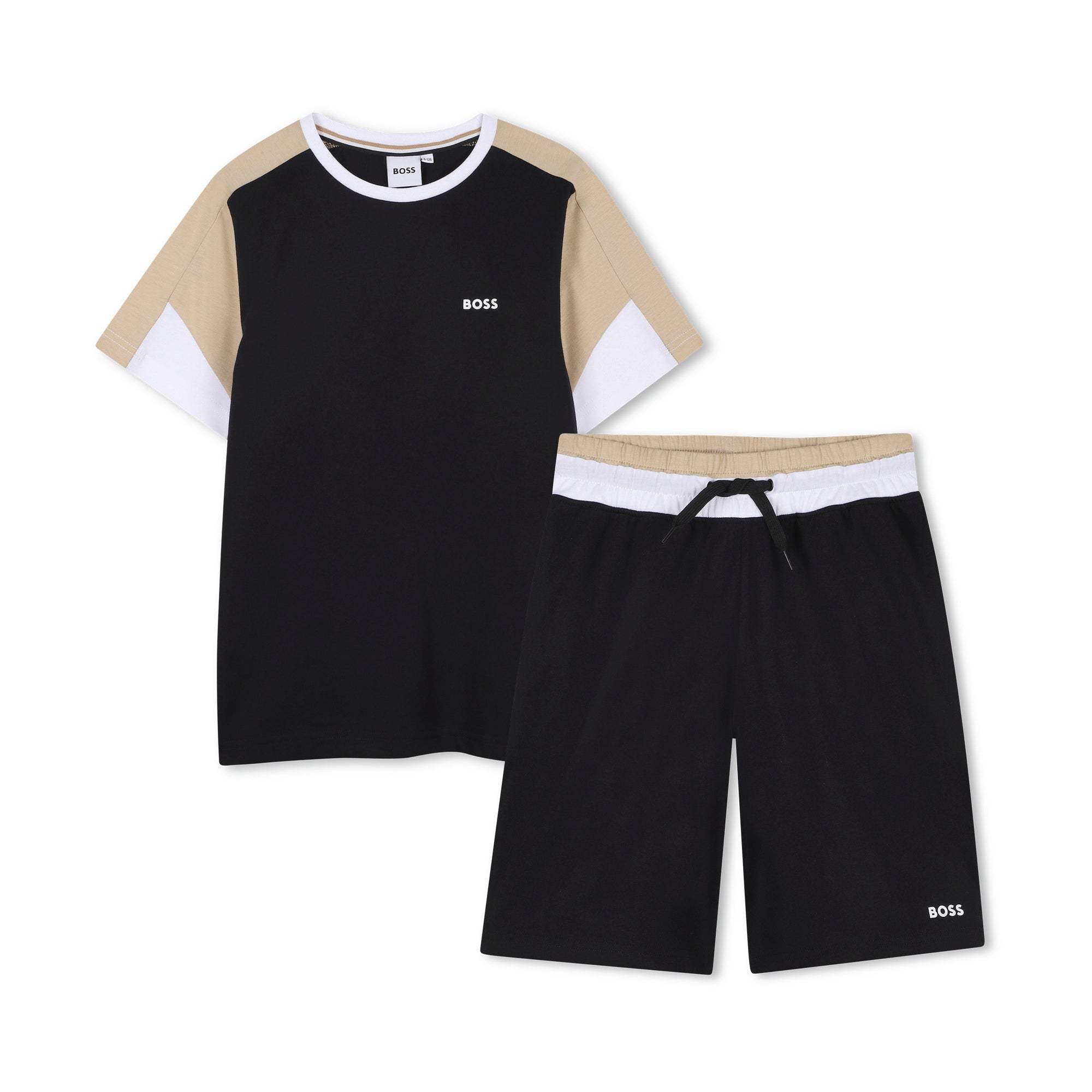 Boys Black Cotton T-Shirt & Shorts Set