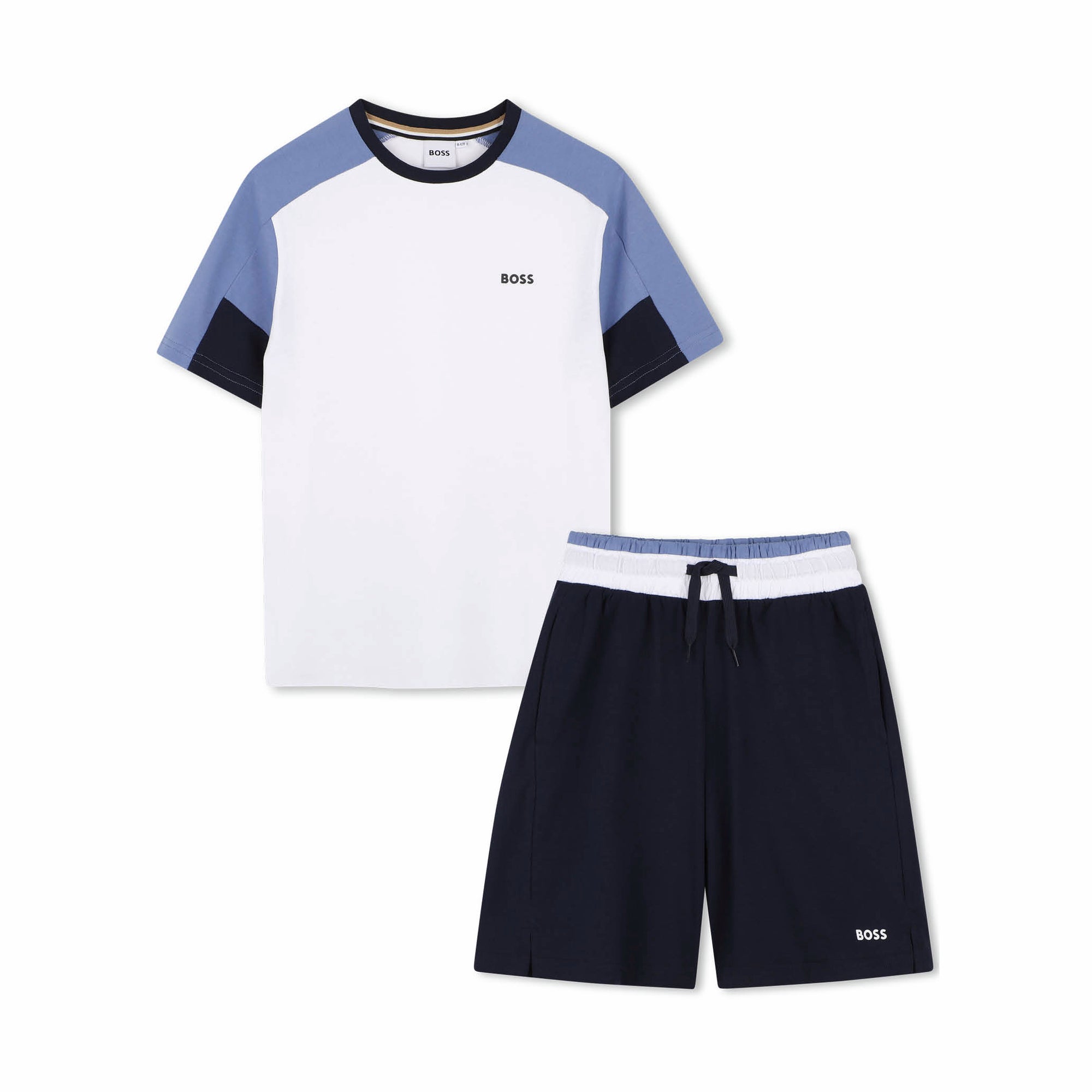 Boys White Cotton T-Shirt & Shorts Set
