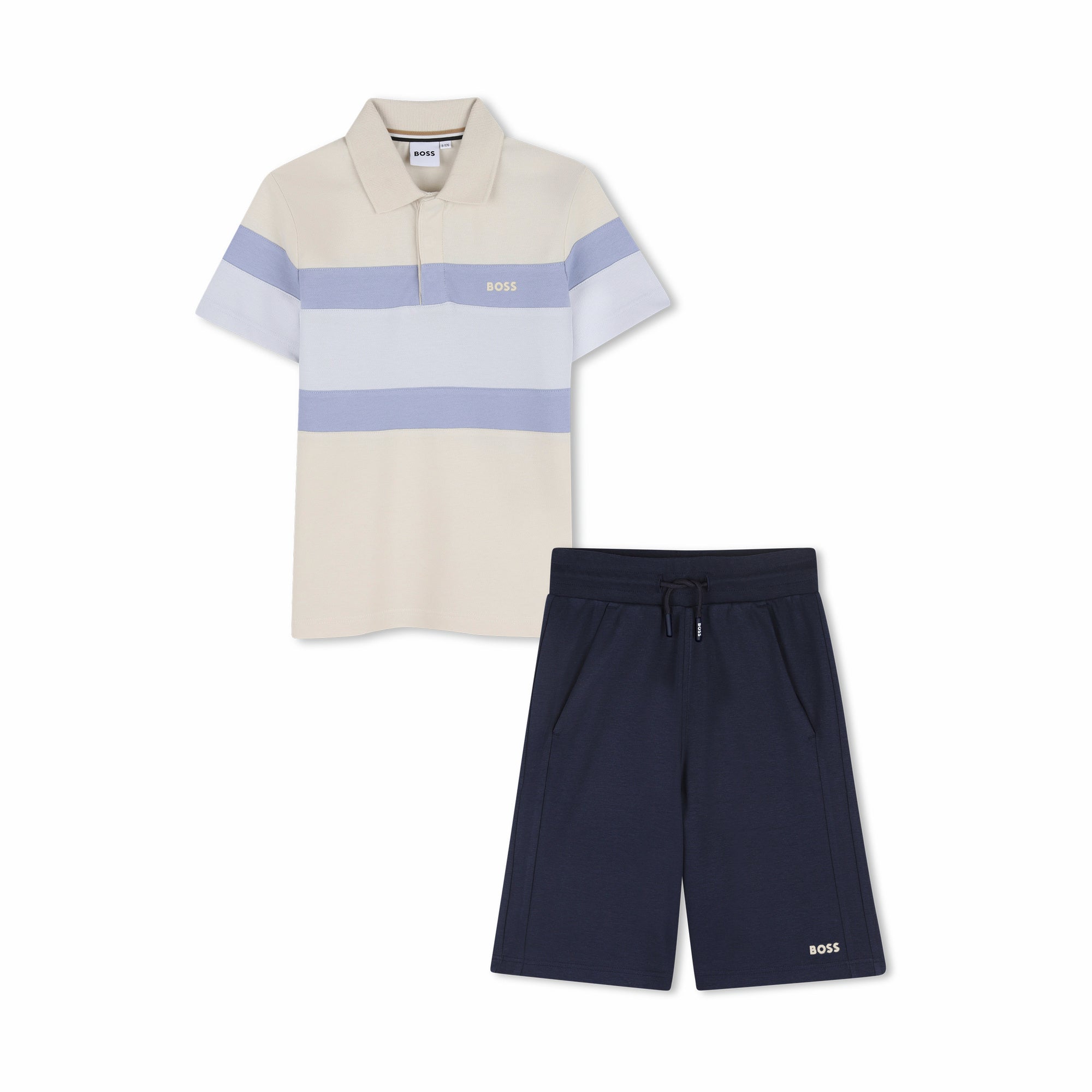 Boys Vanilla & Navy Cotton Set