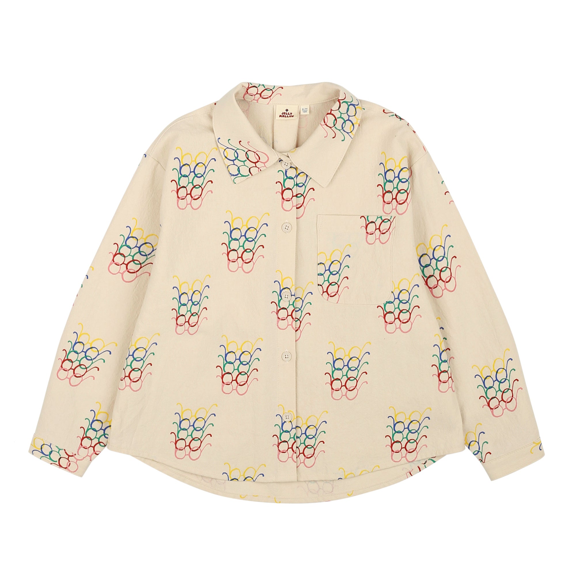 Boys & Girls Beige Printed Cotton Shirt