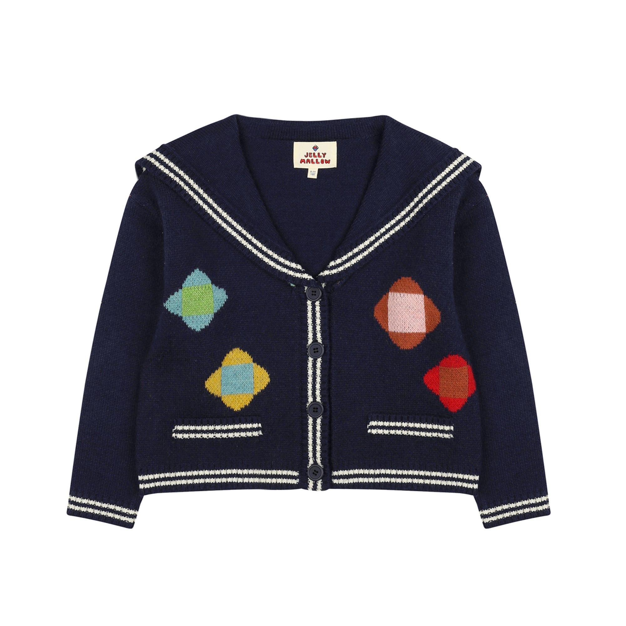 Girls Navy Flower Cardigan