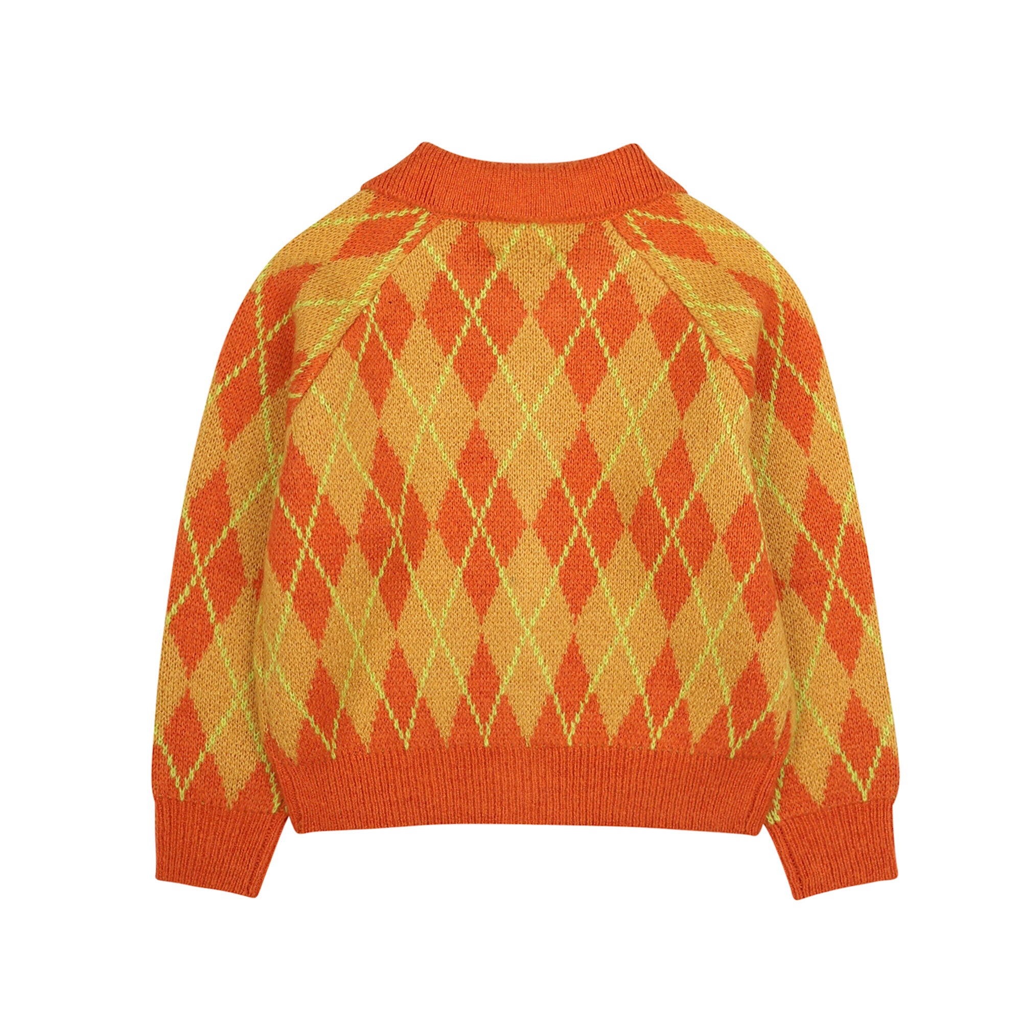 Girls Orange Check Cardigan