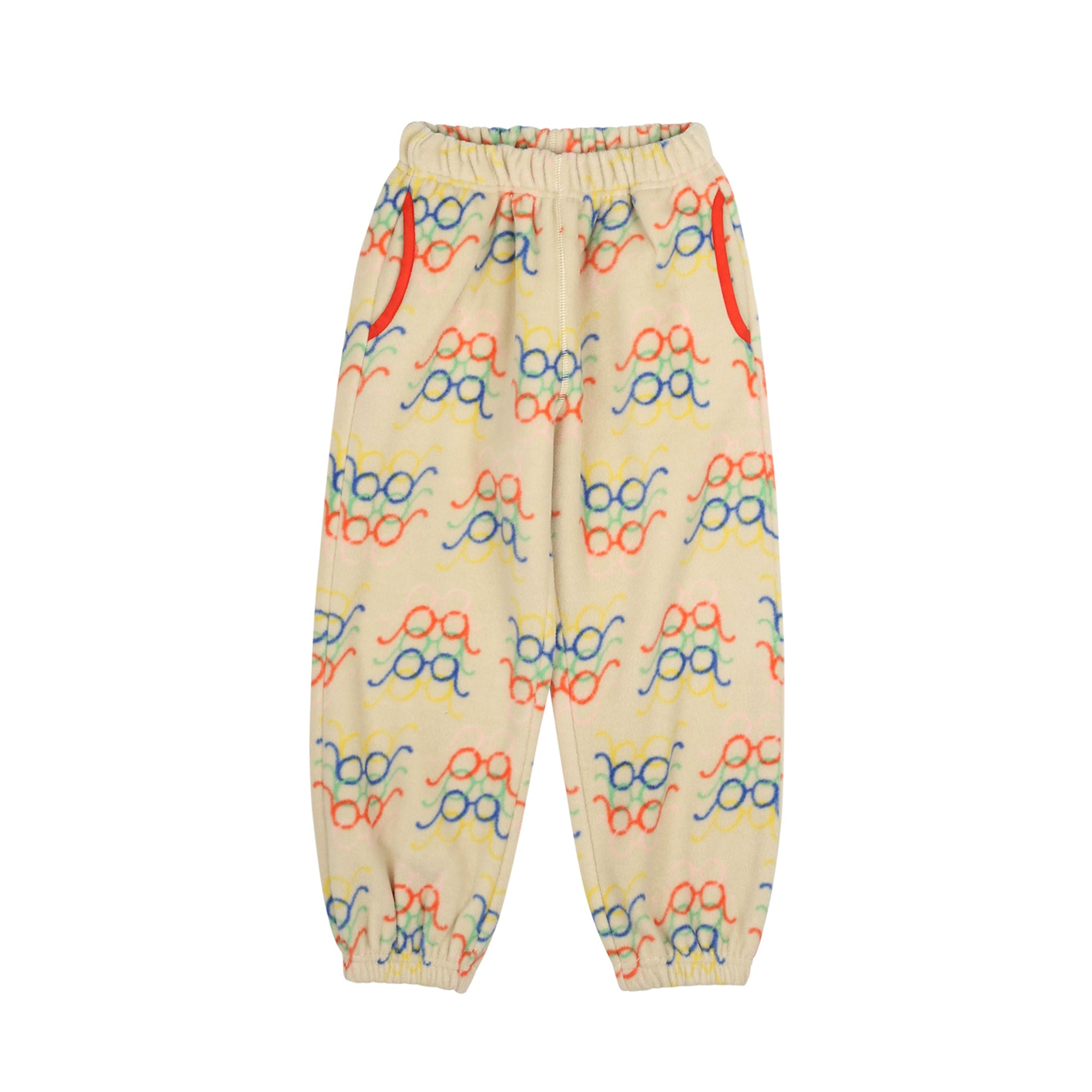 Boys & Girls White Printed Cotton Trousers