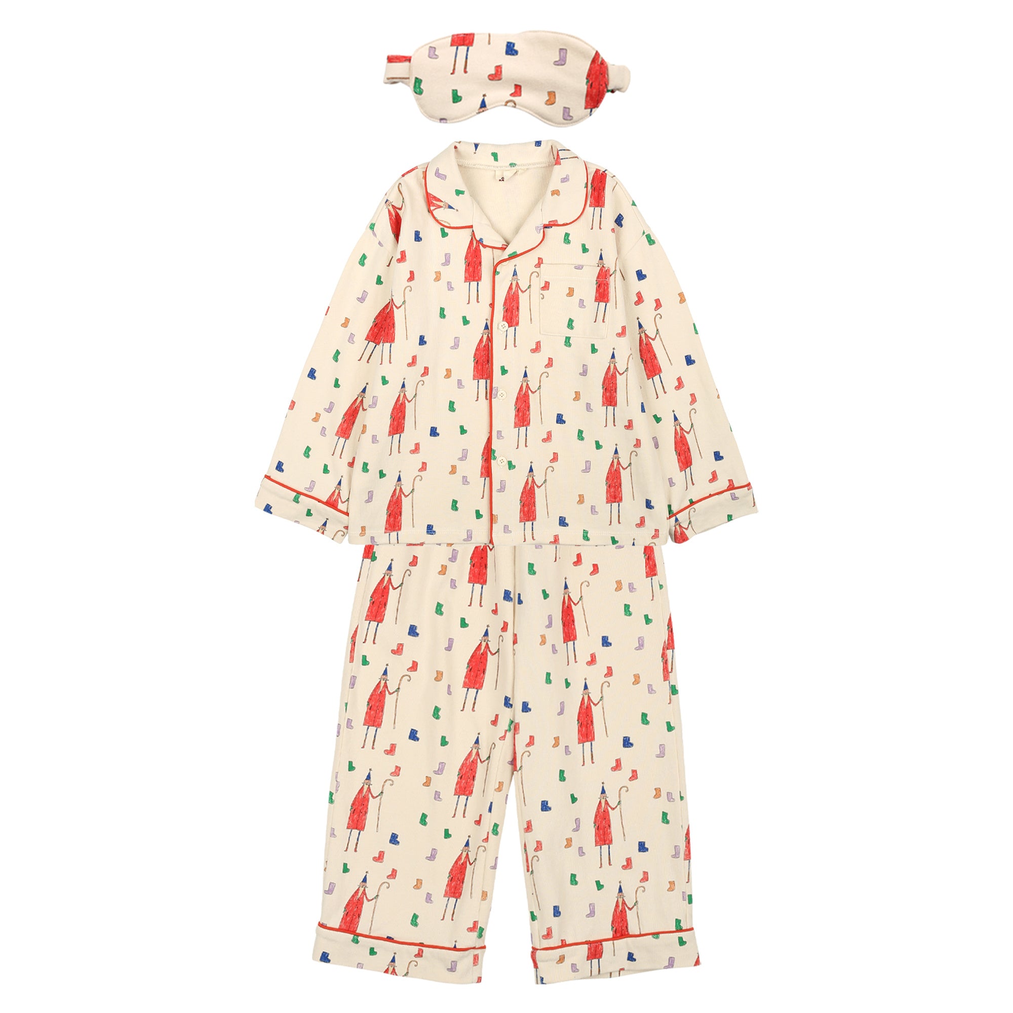 Boys & Girls White Printed Cotton Nightwear Set