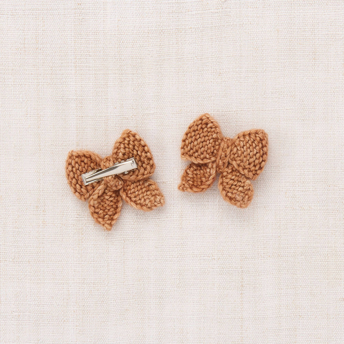 Girls Gold Bow Wool Hair Clips