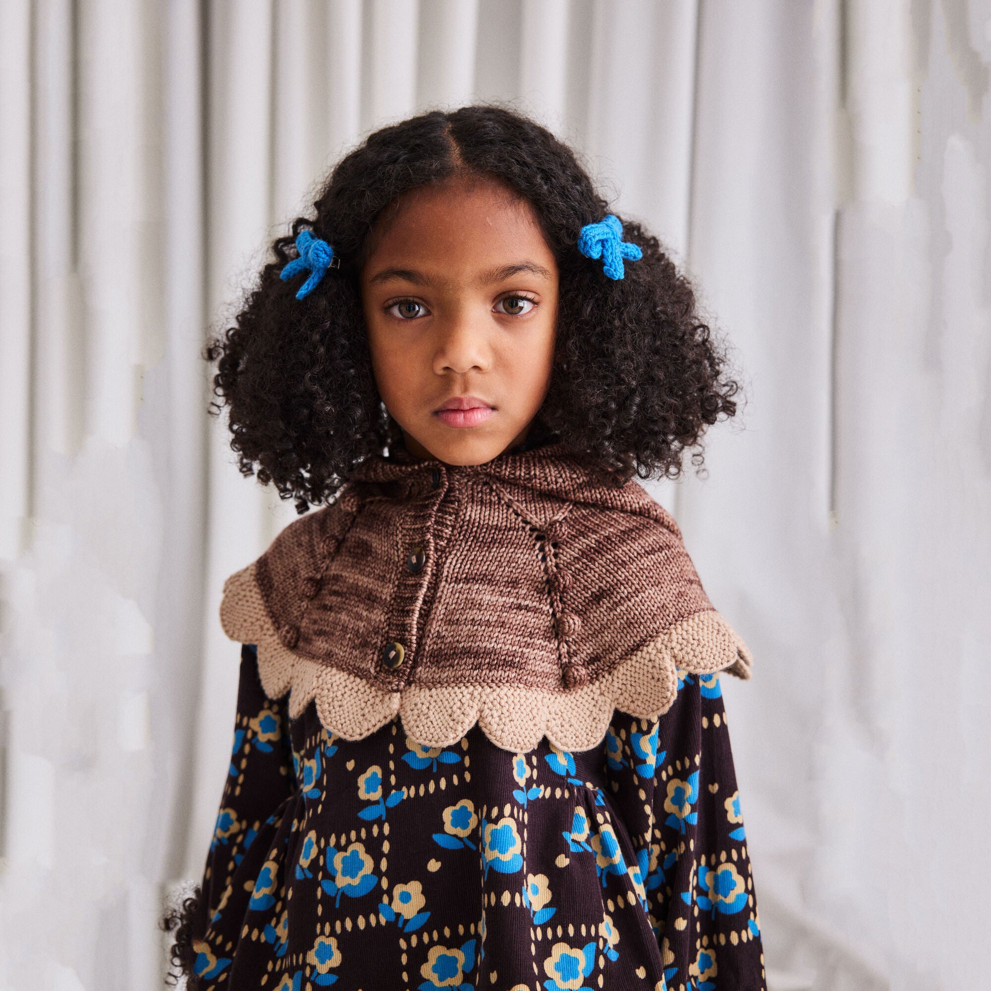 Boys & Girls Light Brown Wool Cape Hat