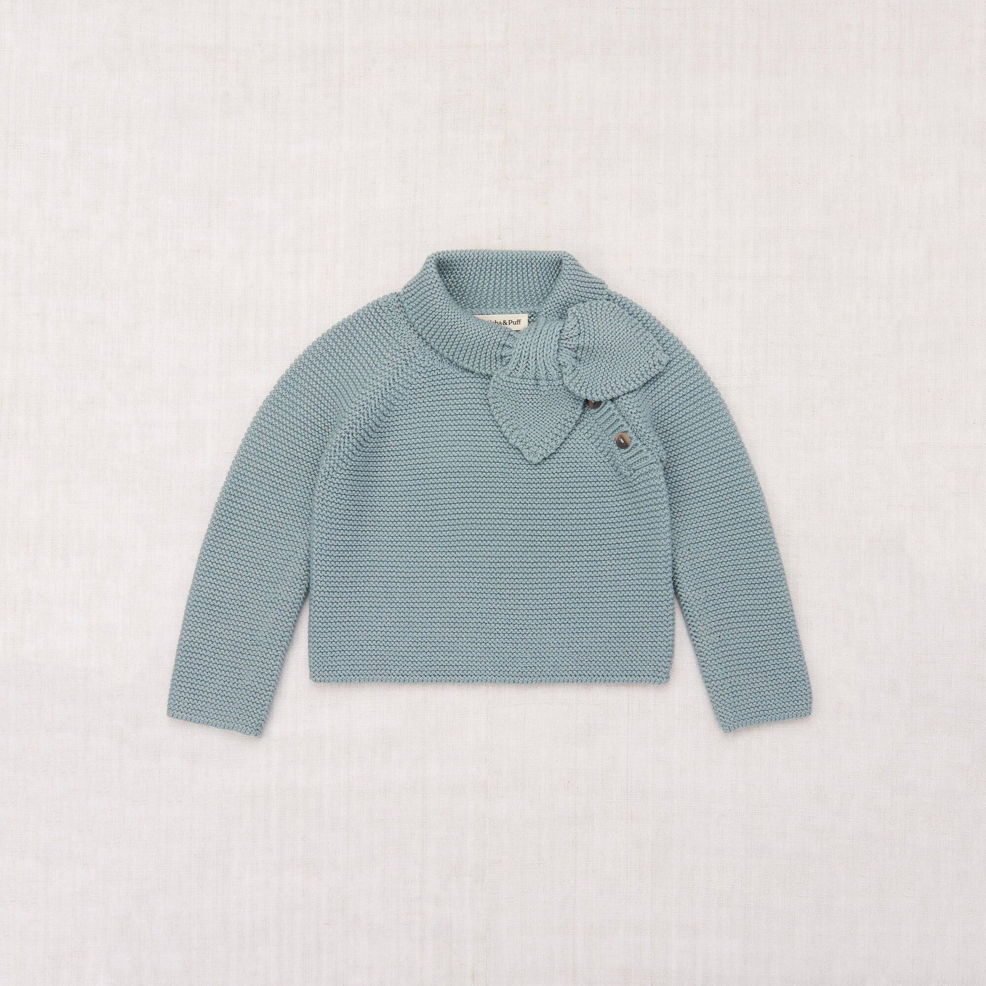 Girls Light Blue Bow Wool Sweater