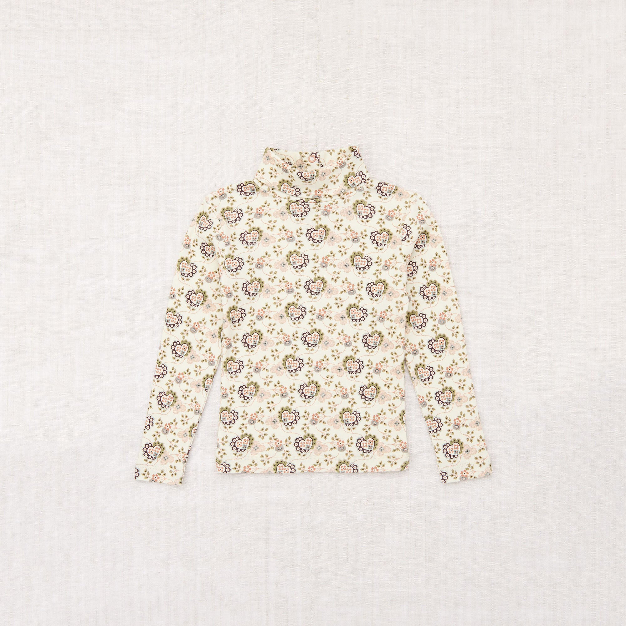 Boys & Girls Beige Floral Cotton Turtleneck