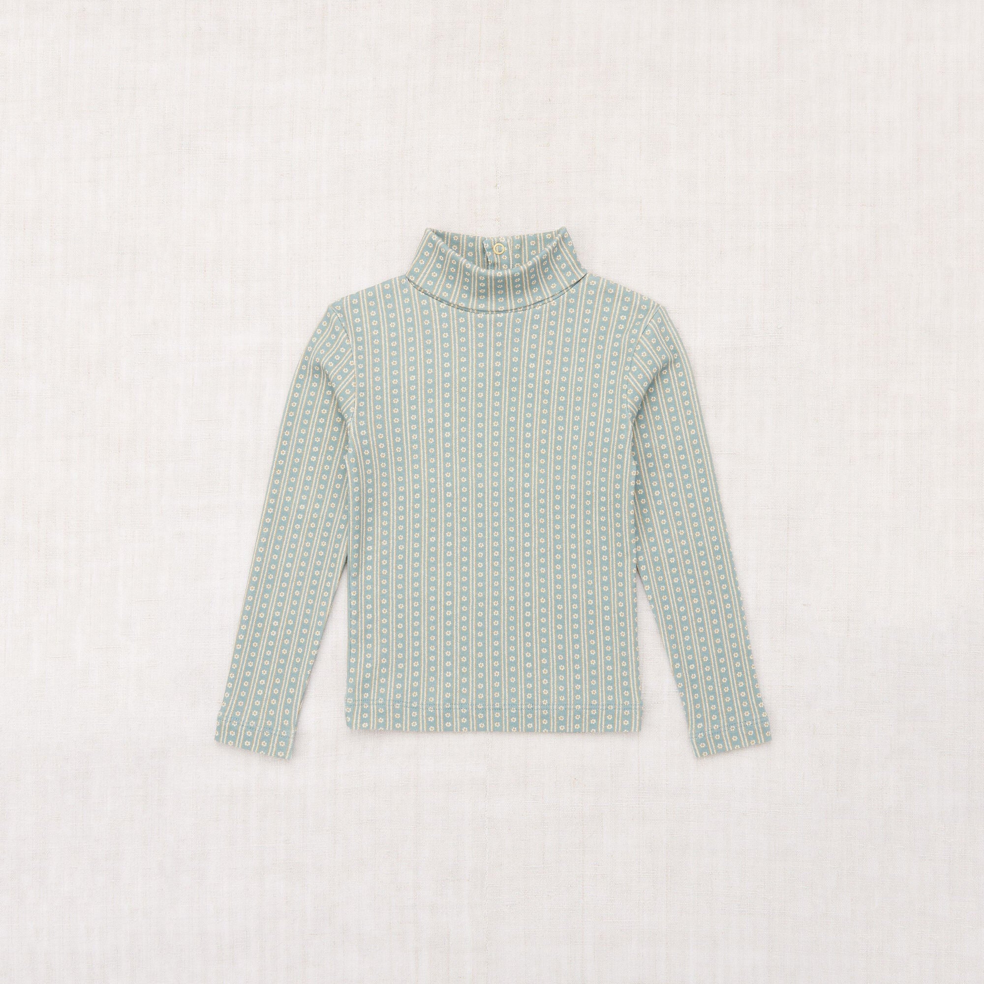 Boys & Girls Light Green Floral Cotton Turtleneck