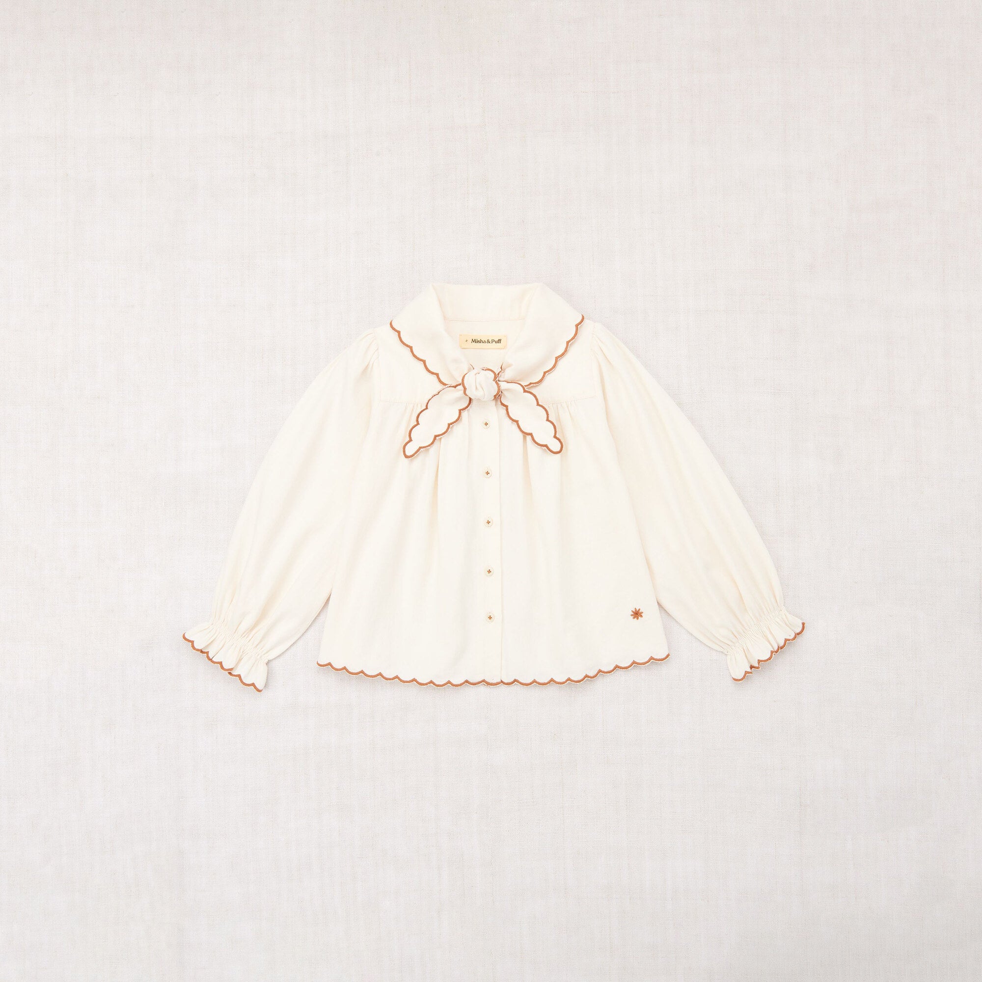 Girls White Bow Cotton Blouse