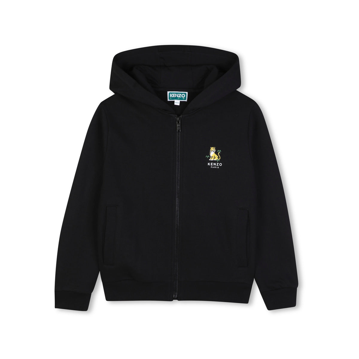 Boys & Girls Black Cotton Zip-Up Top