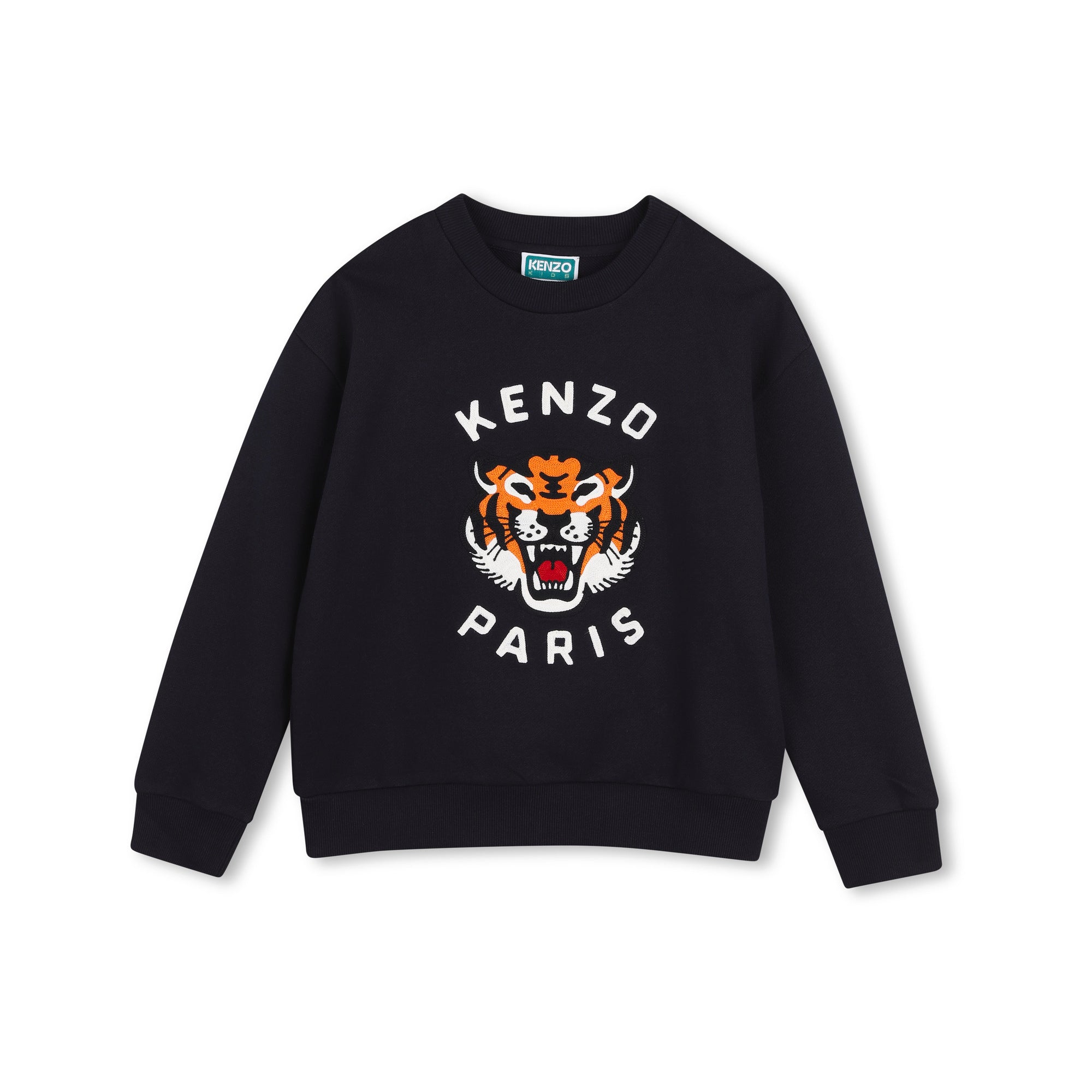 Boys & Girls Dark Blue Tiger Cotton Sweatshirt