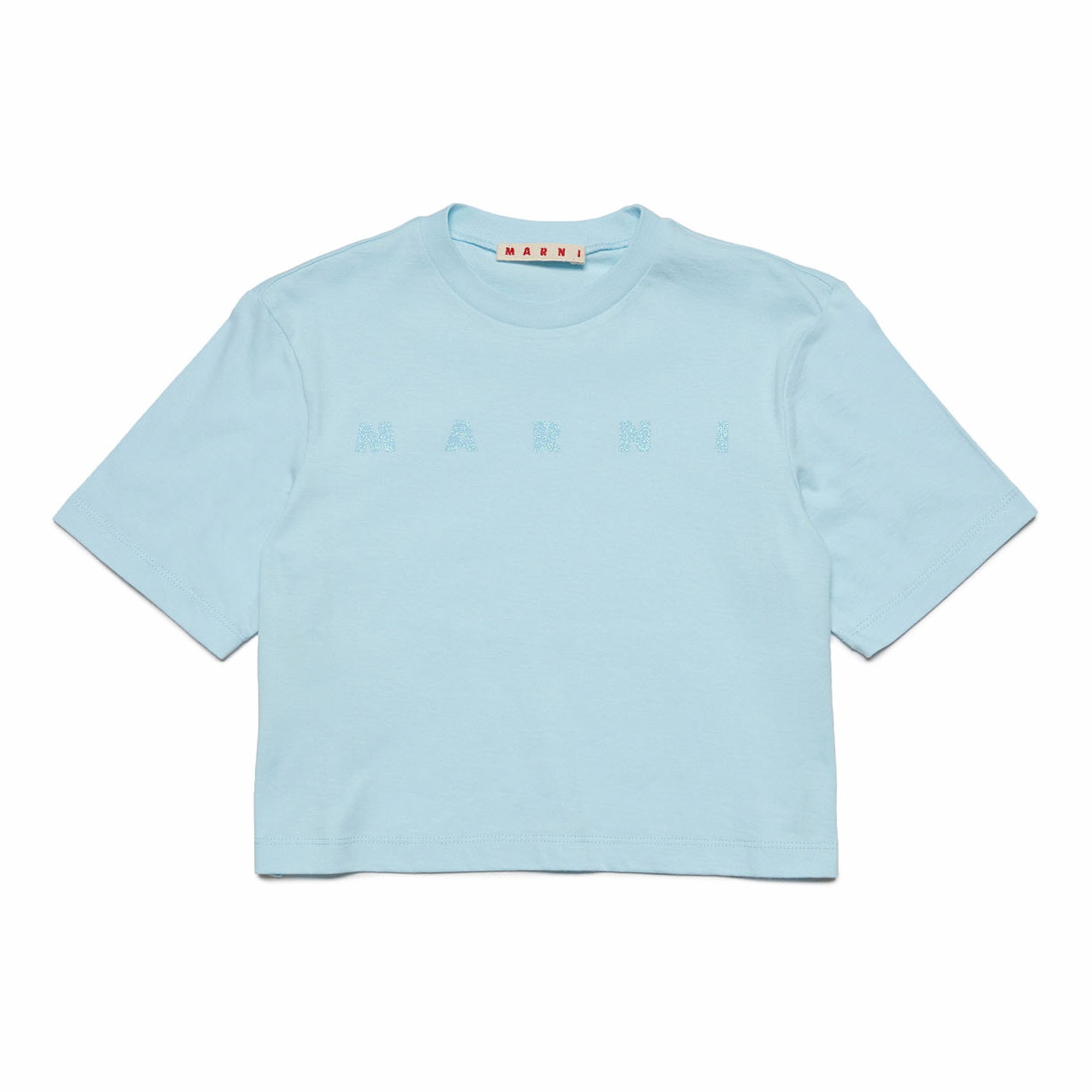 Girls Light Blue Logo Cotton T-Shirt
