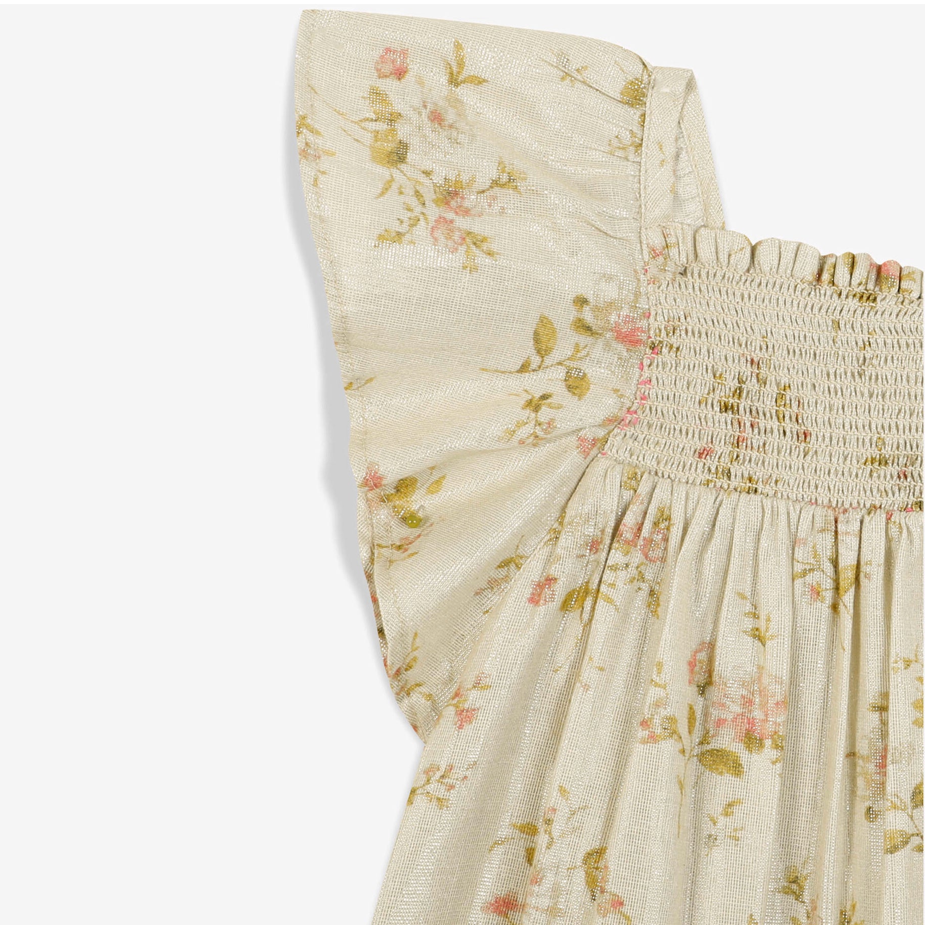 Girls Champagne Printed Cotton Dress