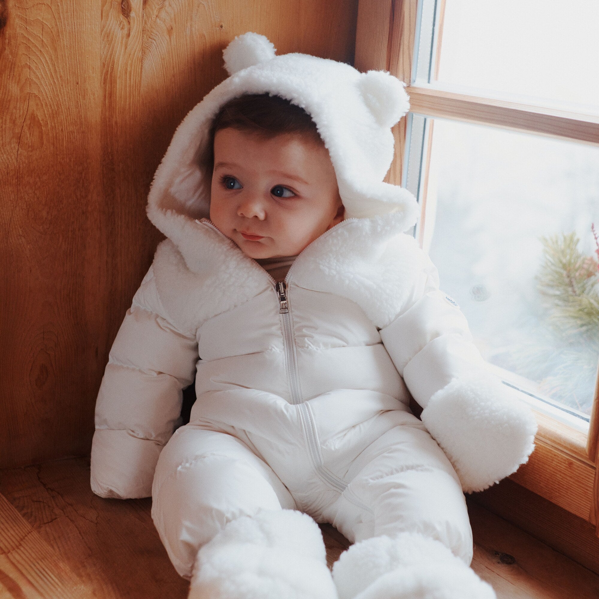 Combinaison rembourrée en duvet blanche pour bébés garçons et filles