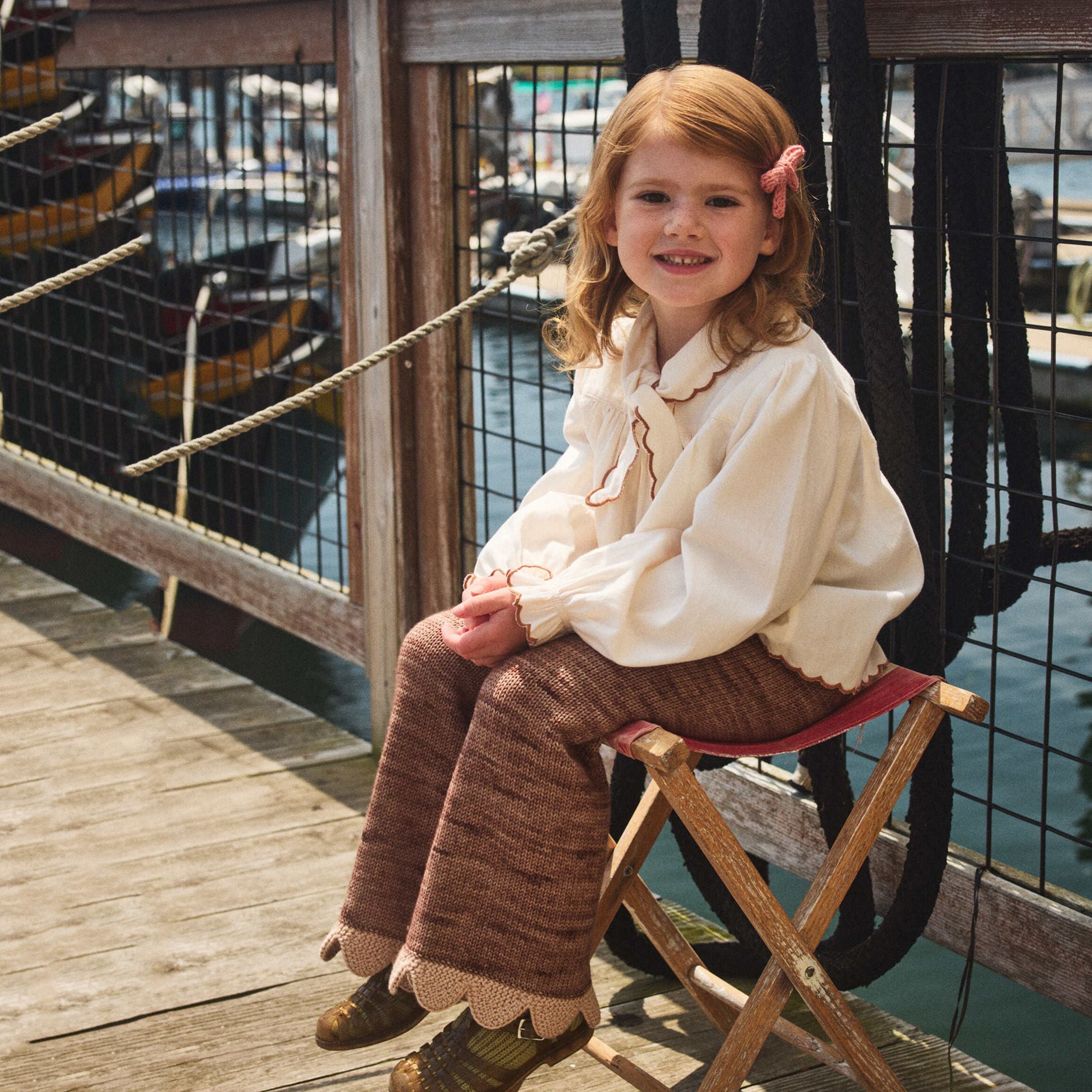 Girls White Bow Cotton Blouse