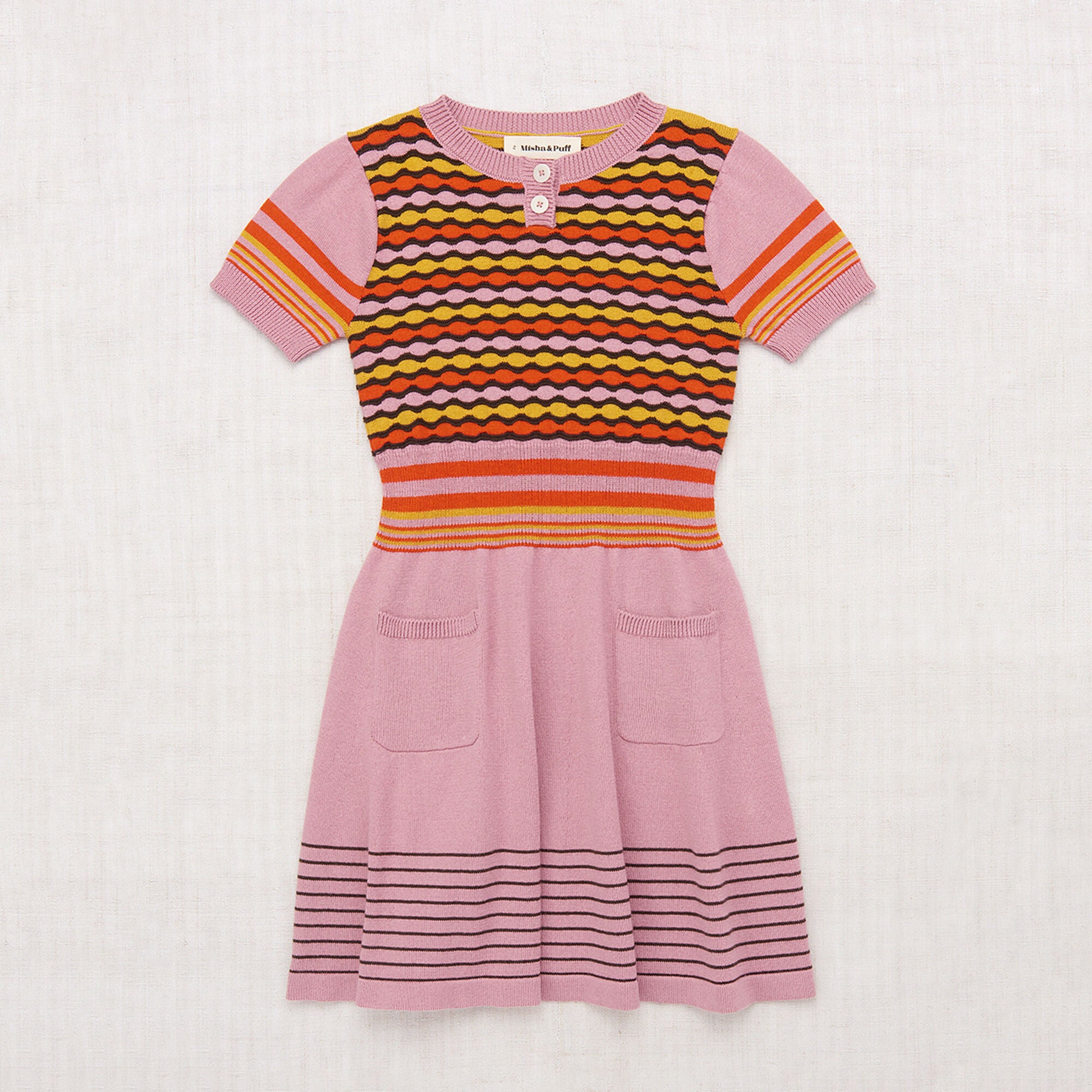 Girls Mauve Jacquard Waist Dress