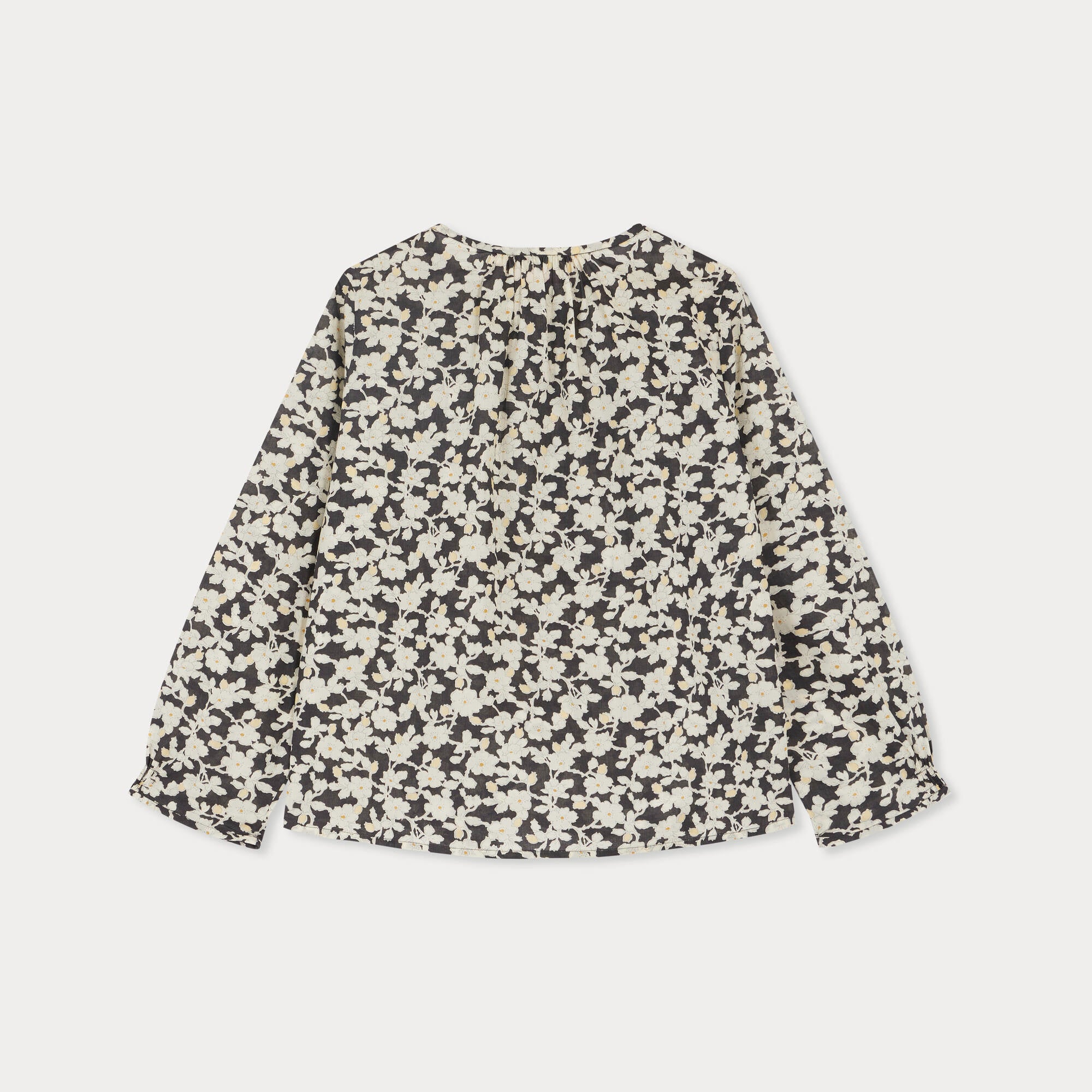 Girls Black Printed Cotton Shirt