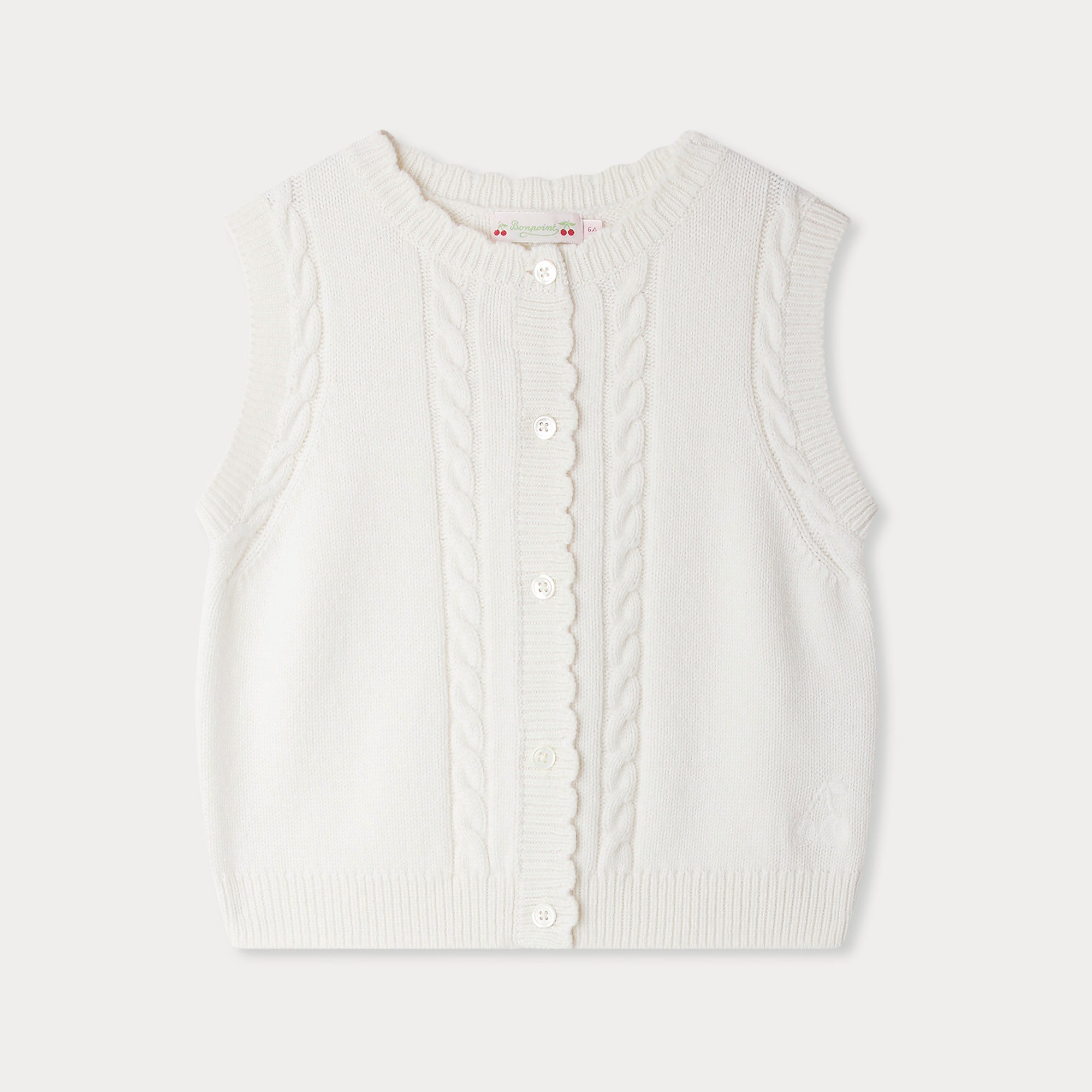 Girls White Knit Gilet