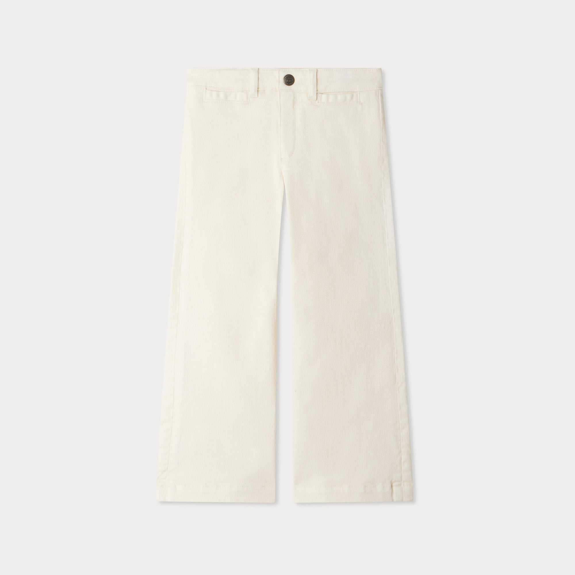 Girls White Denim Trousers