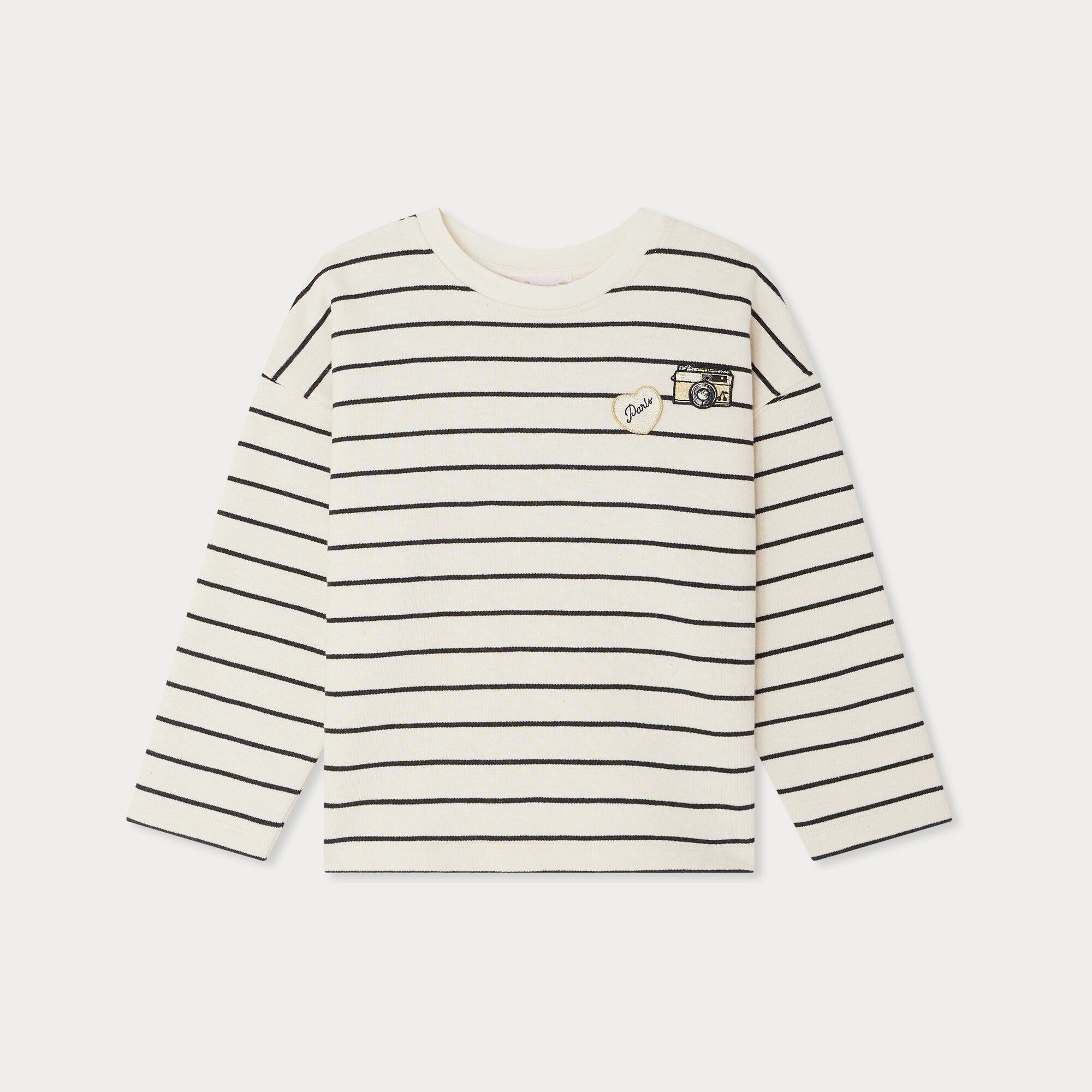 Girls Black Stripes Cotton Sweatshirt
