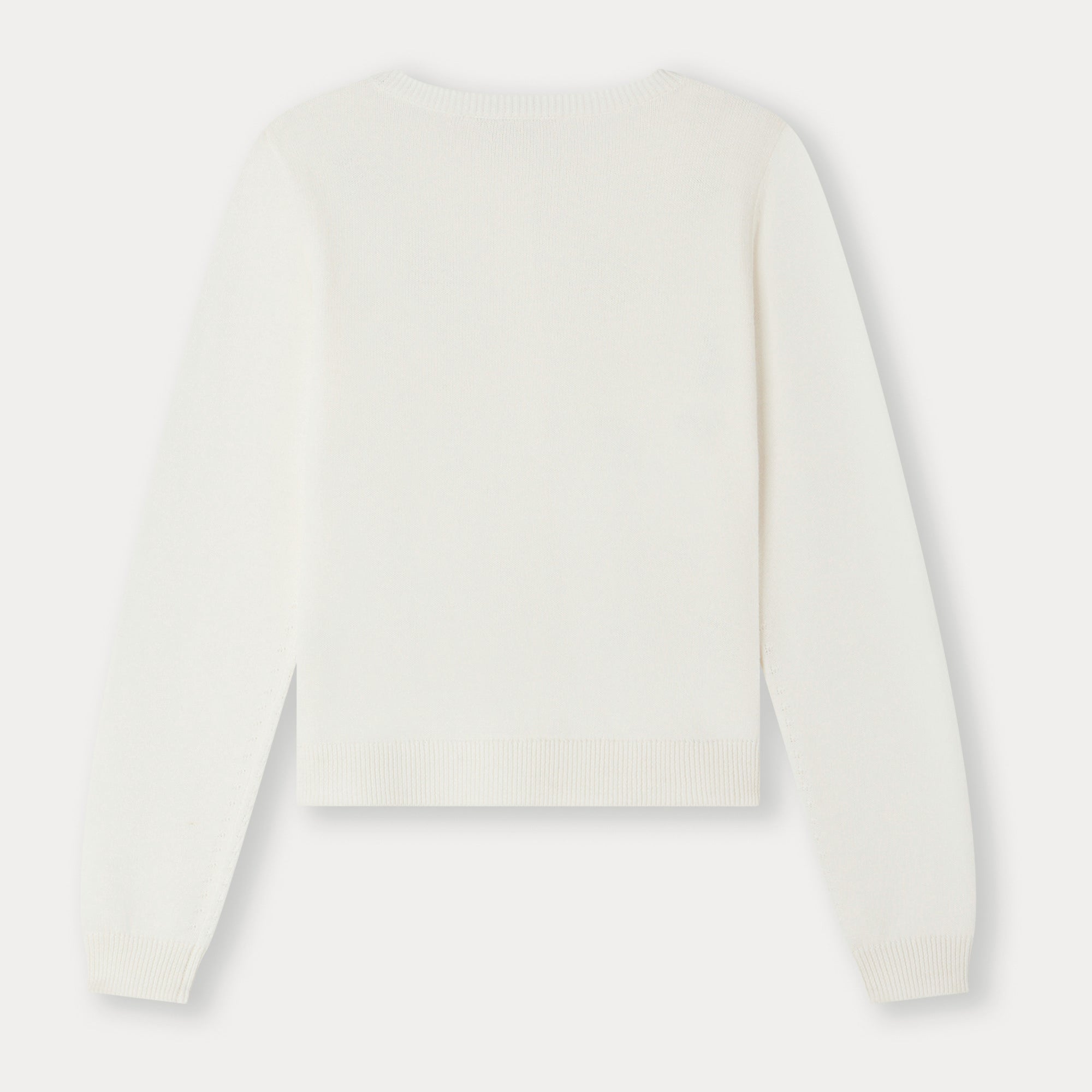 Girls White Embroidered Logo Cotton Cardigan