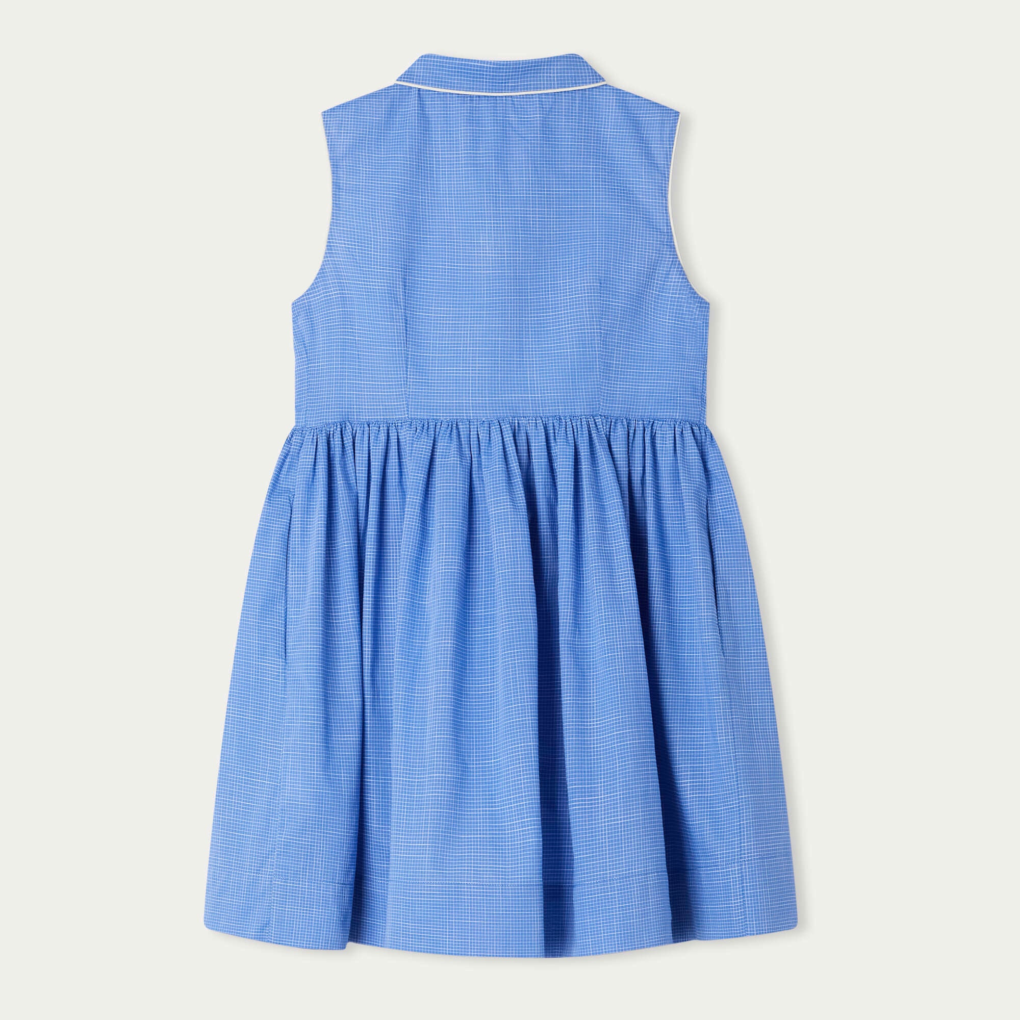 Girls Blue Check Cotton Dress