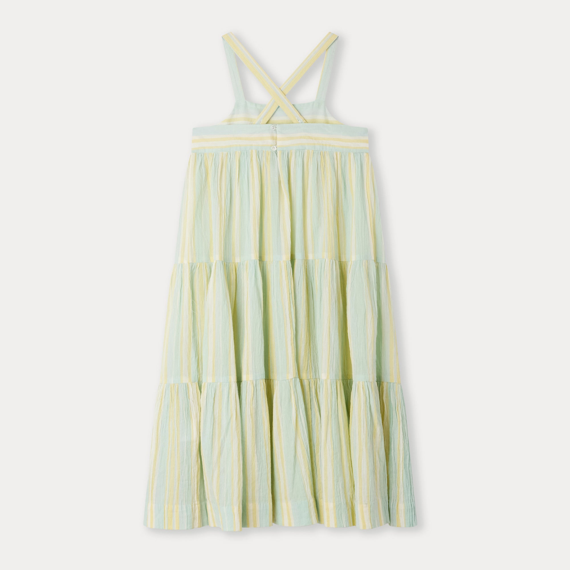 Girls Mint Stripes Cotton Dress