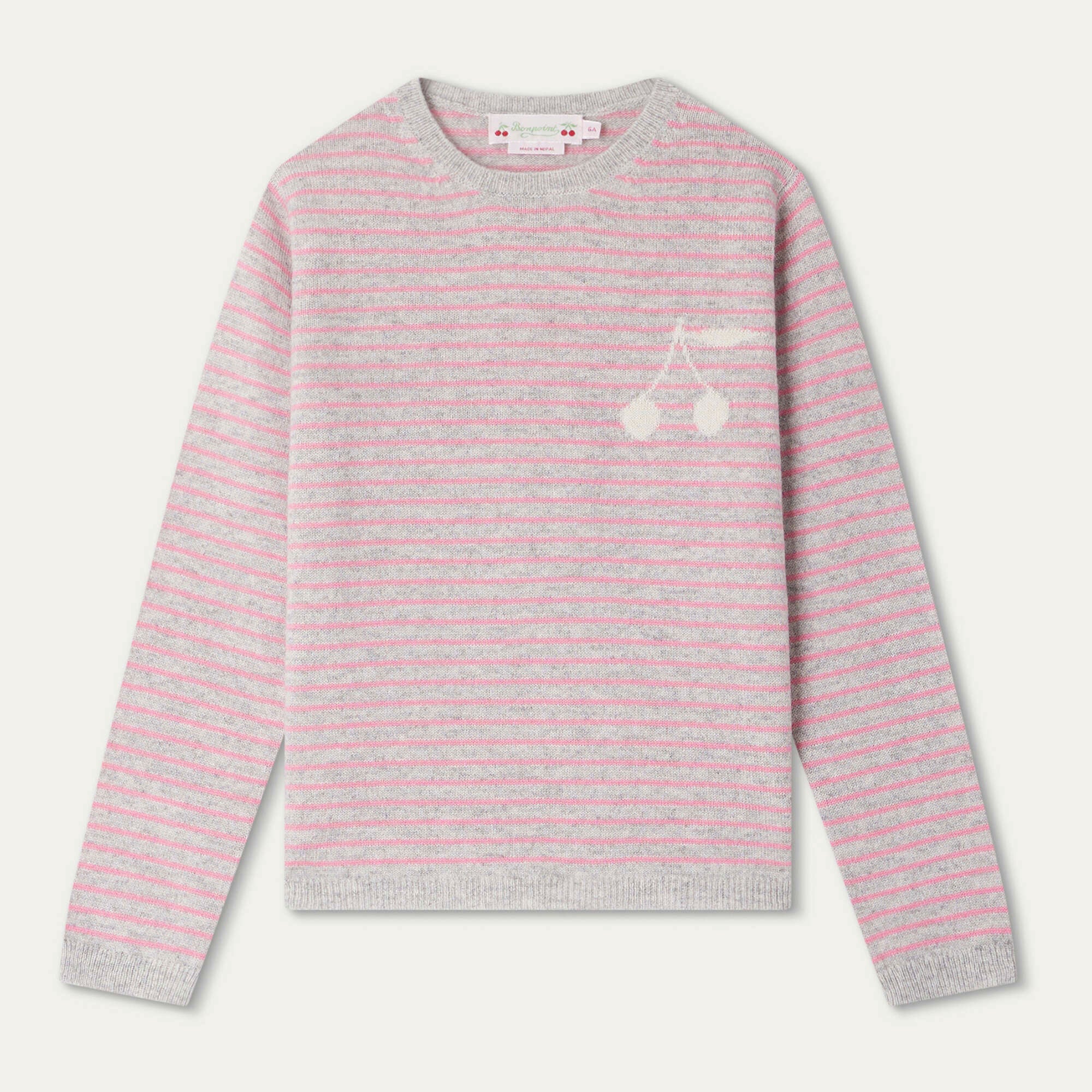 Girls Pink Stripes Cashmere Sweater