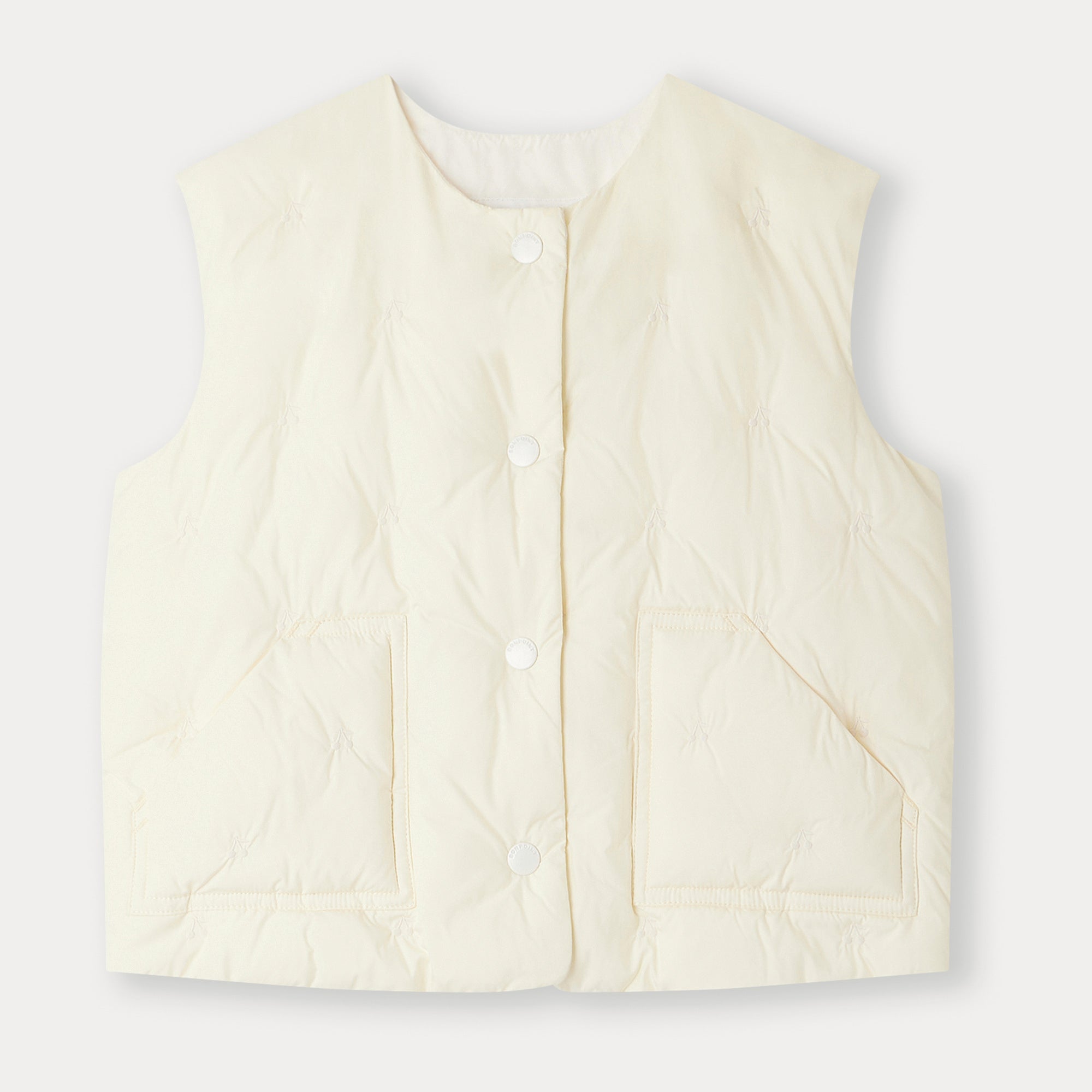 Girls White Embroidered Logo Padded Gilet