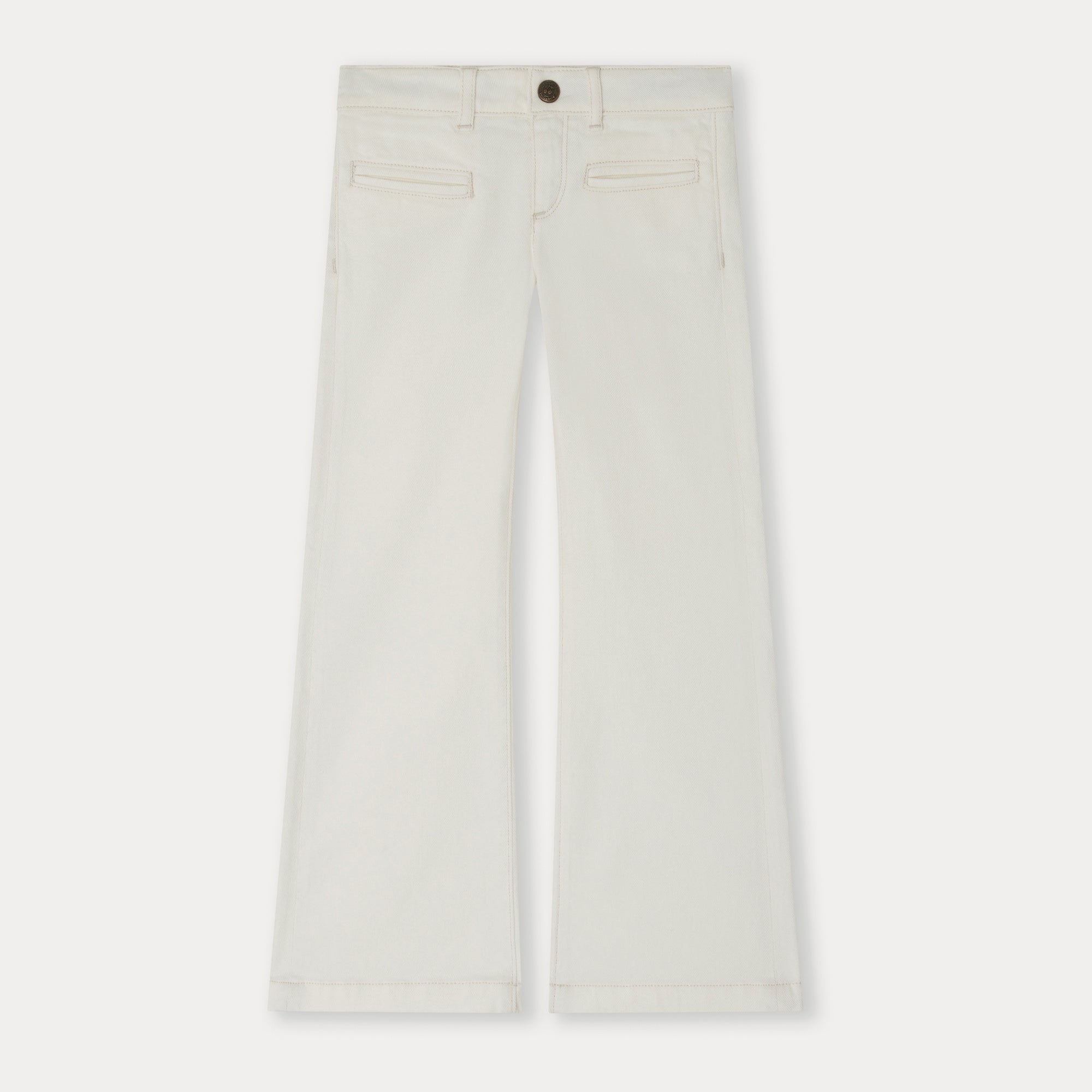 Girls White Cotton Trousers