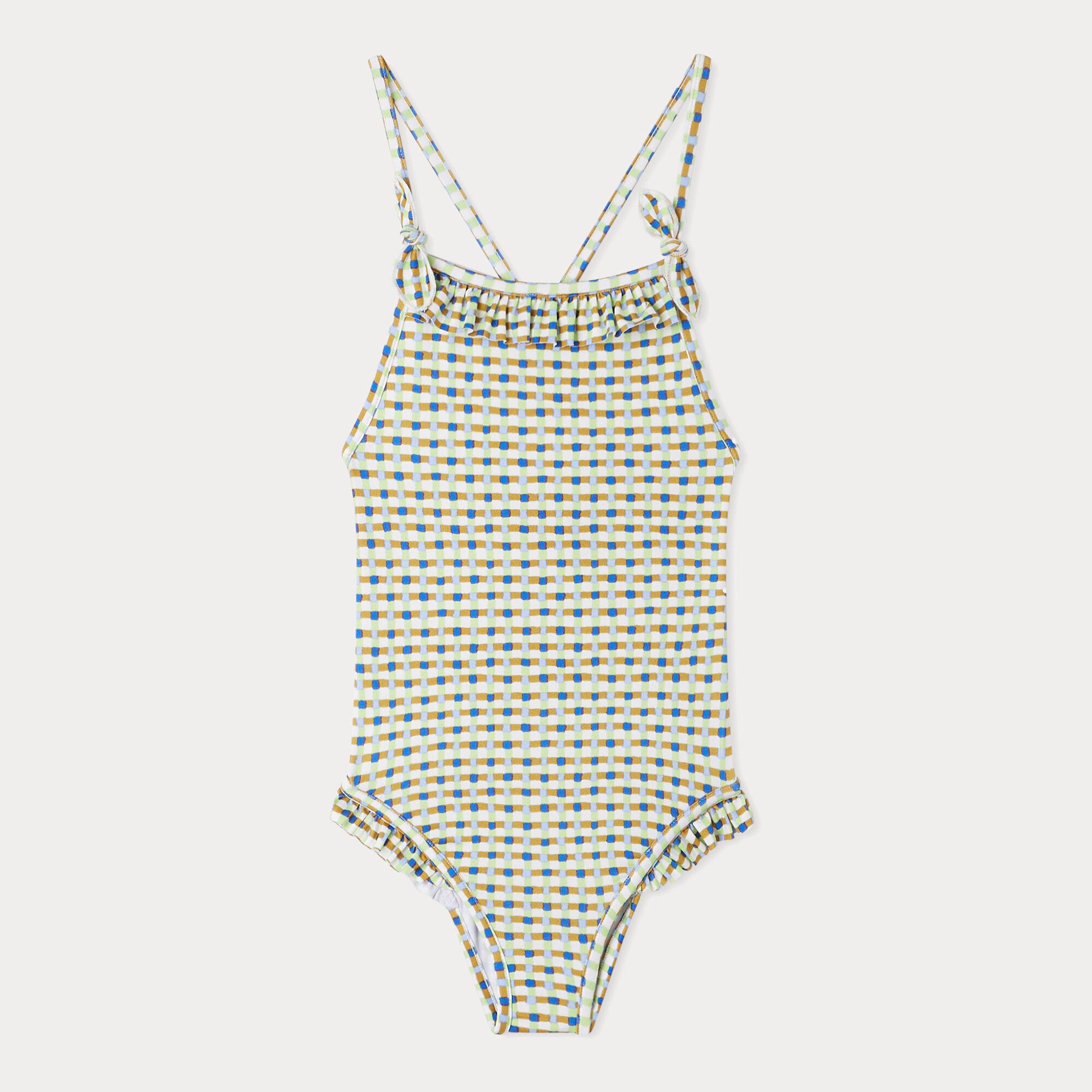 Girls Multicolor Check Swimsuit