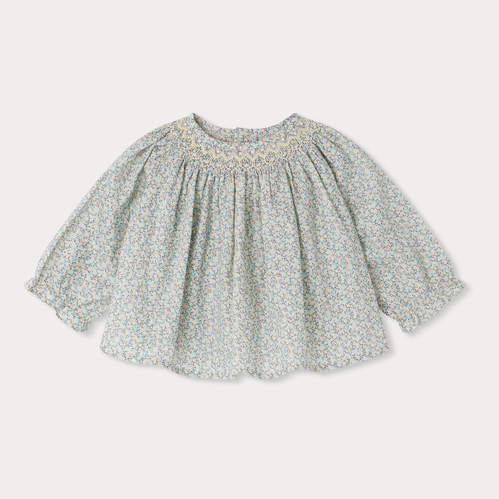 Baby Girls Sky Blue Floral Cotton Top