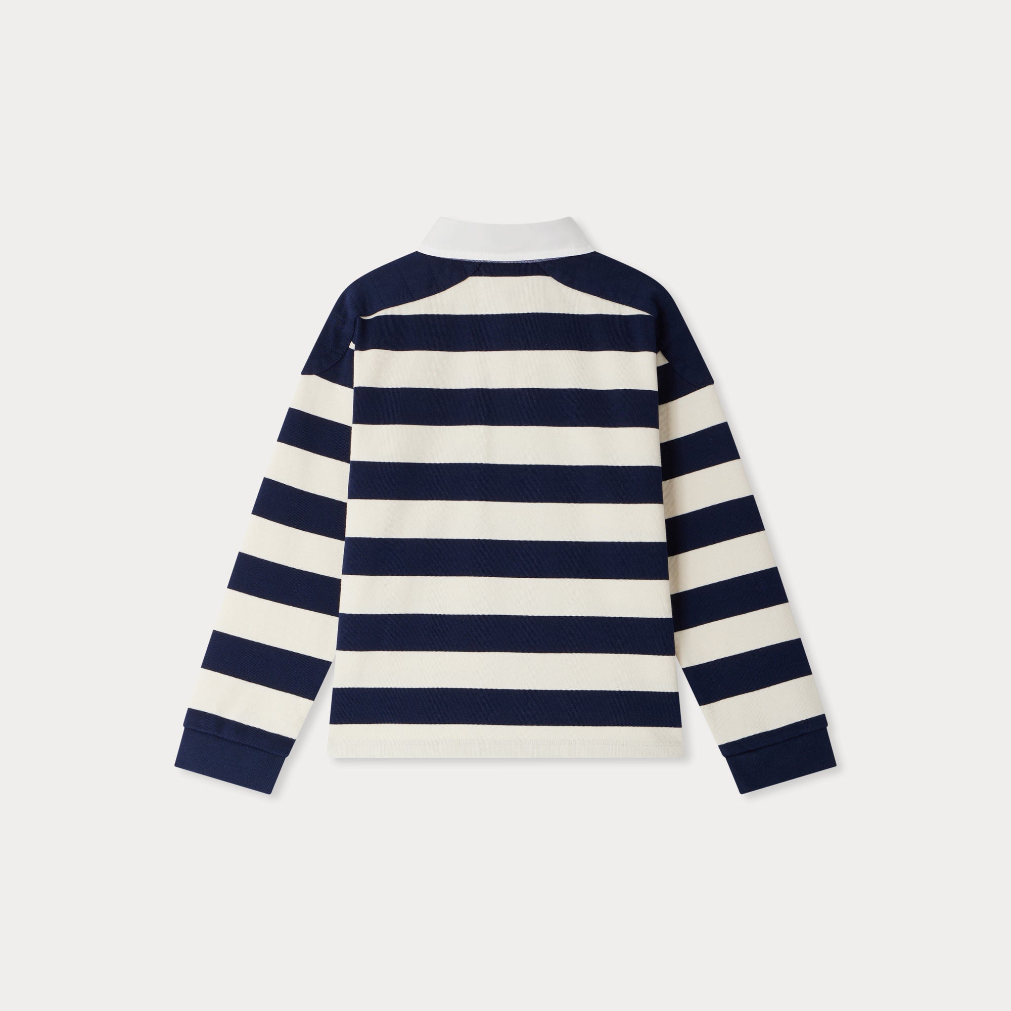 Boys Navy Stripes Cotton Polo Shirt