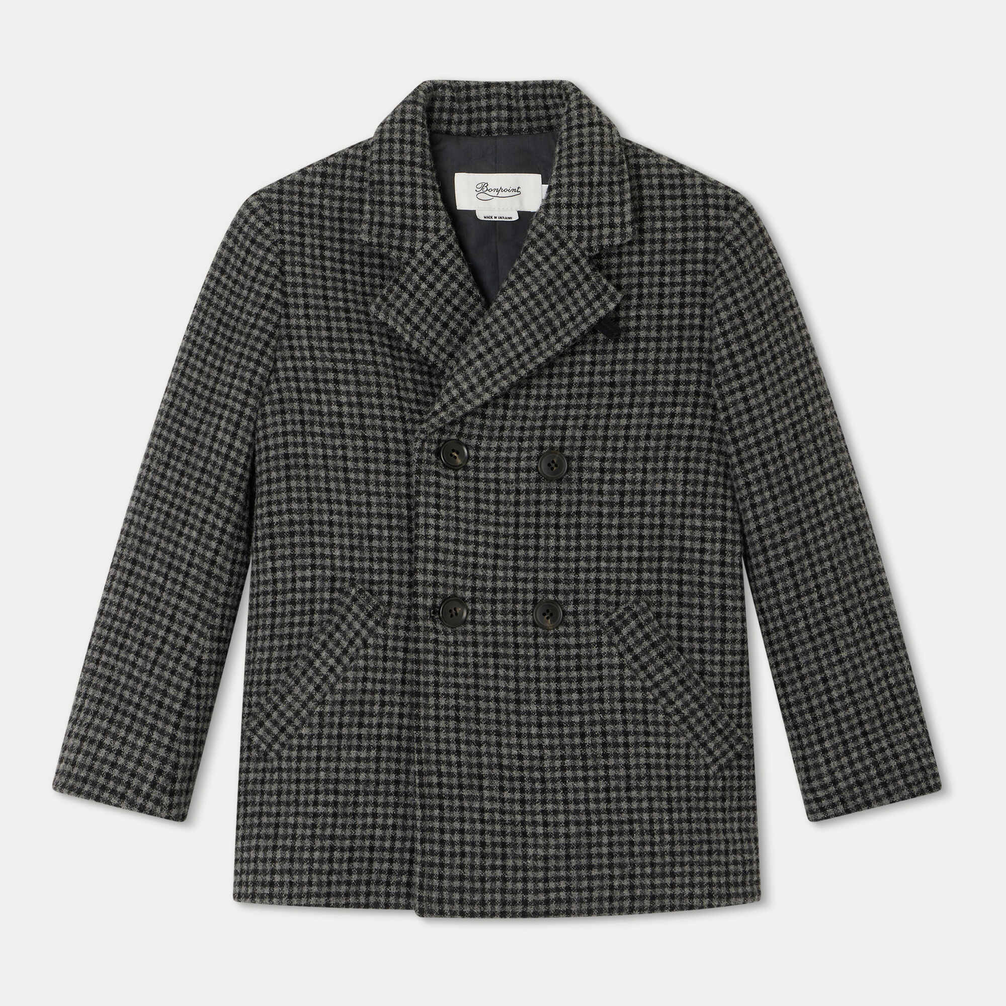 Boys & Girls Grey Check Wool Coat