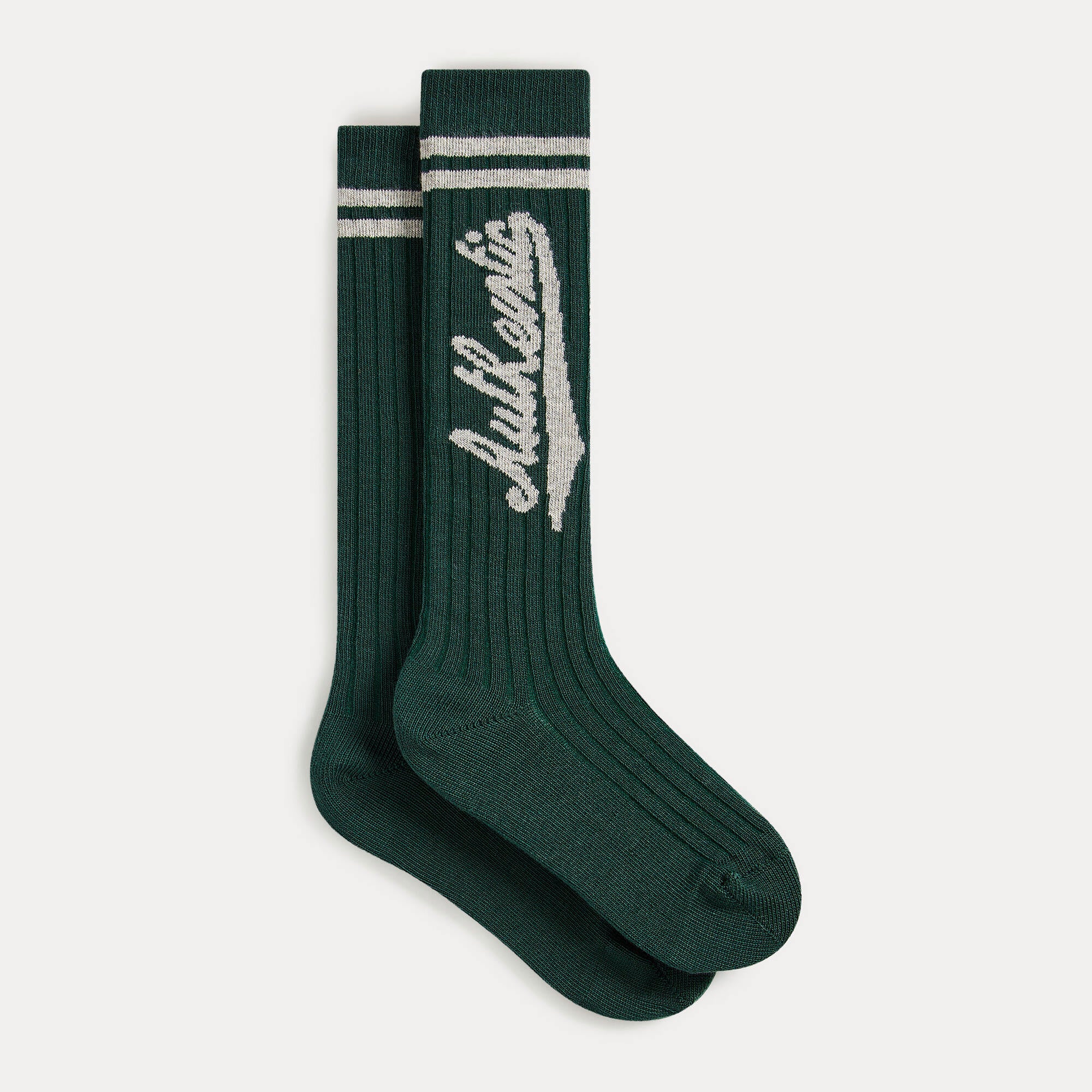 Boys & Girls Dark Green Logo Cotton Socks