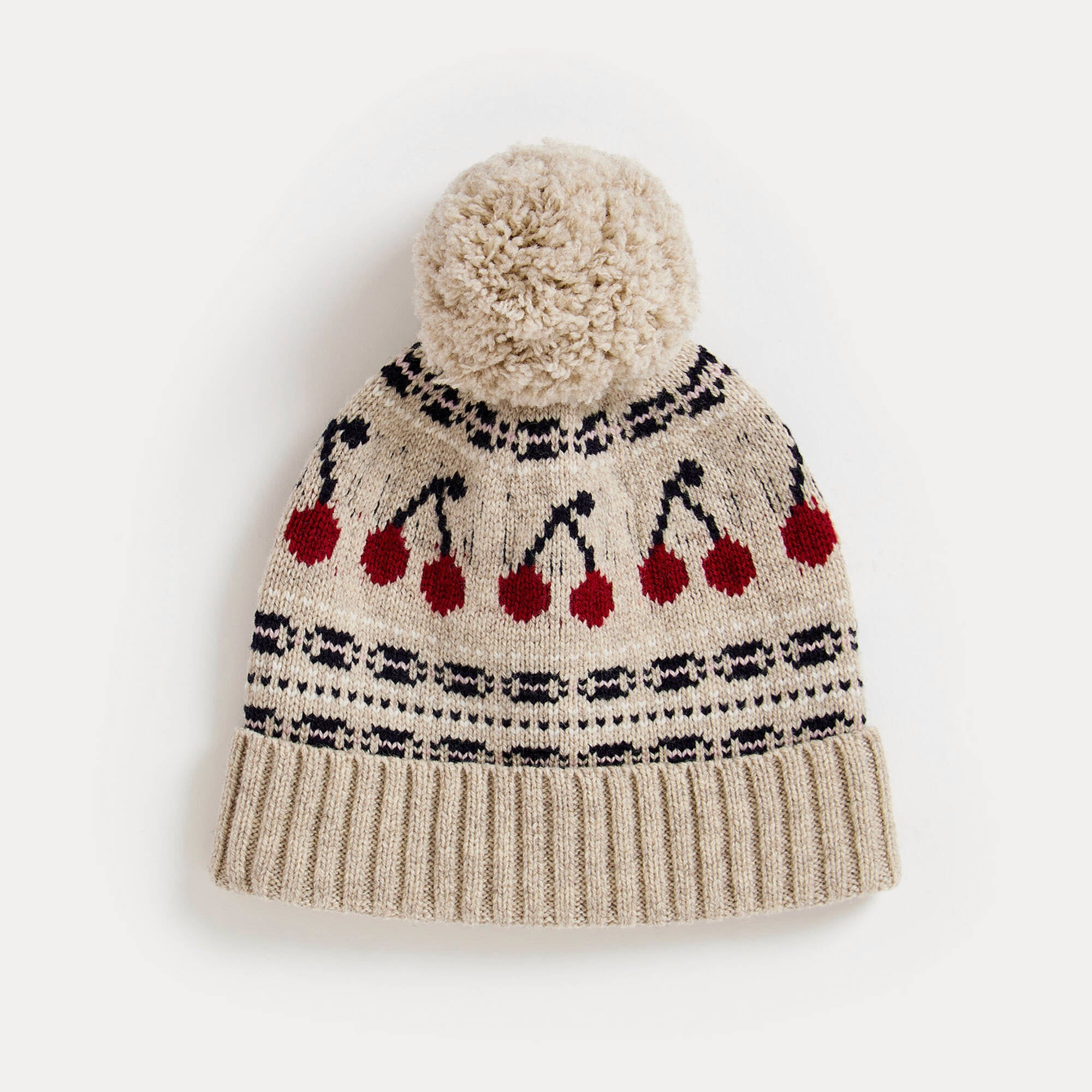 Girls Beige Logo Wool Hat